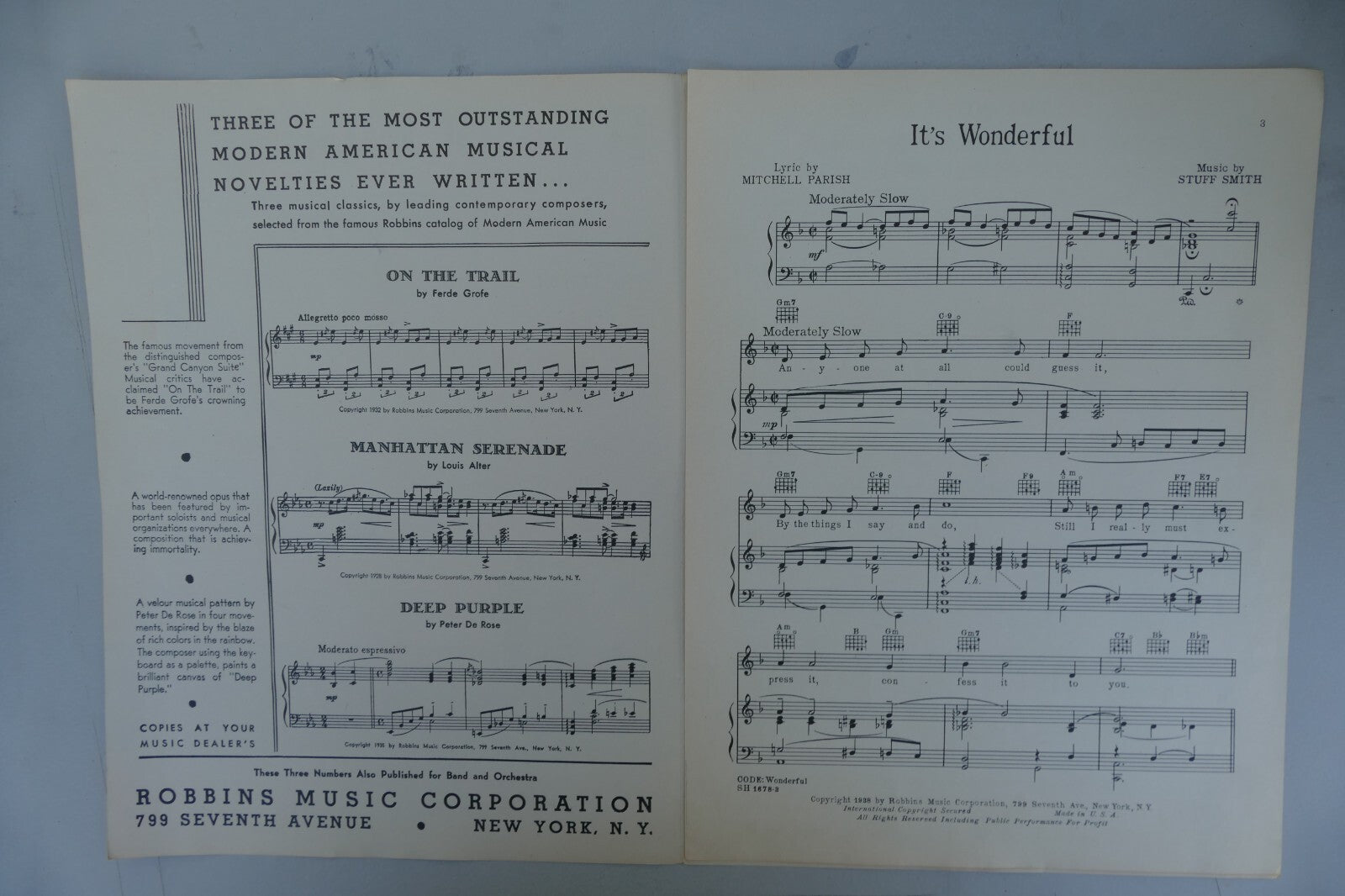 It's Wonderful 1938 by Stuff Smith and Mitchell Parish, Robbins music Co.