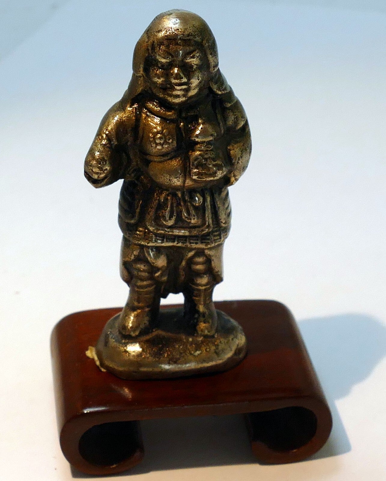 Samurai statue japanese metal bronze figurine scroll paper weight