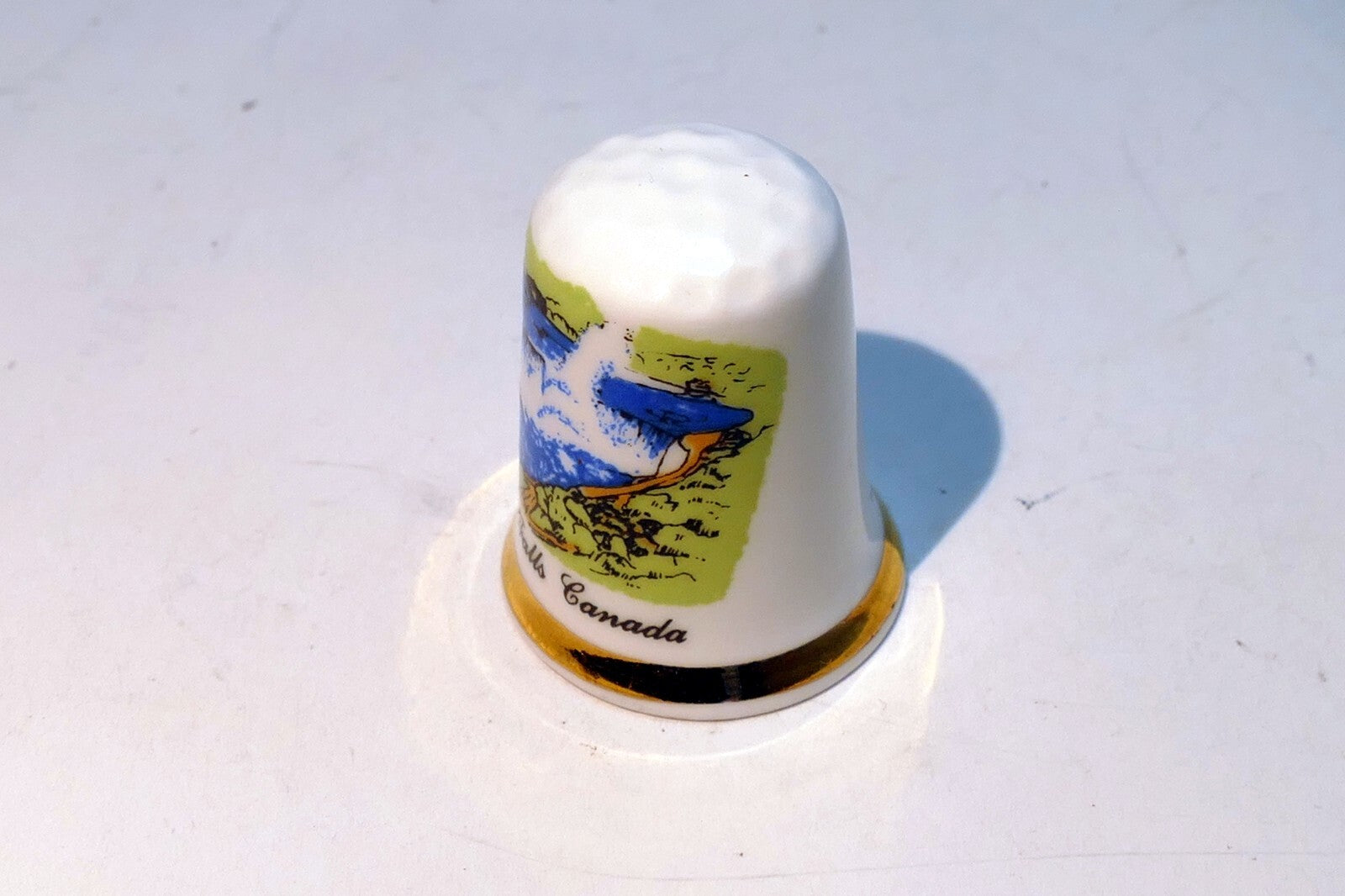 Porcelain Thimble Souvenir Niagara Falls Canada waterfall river
