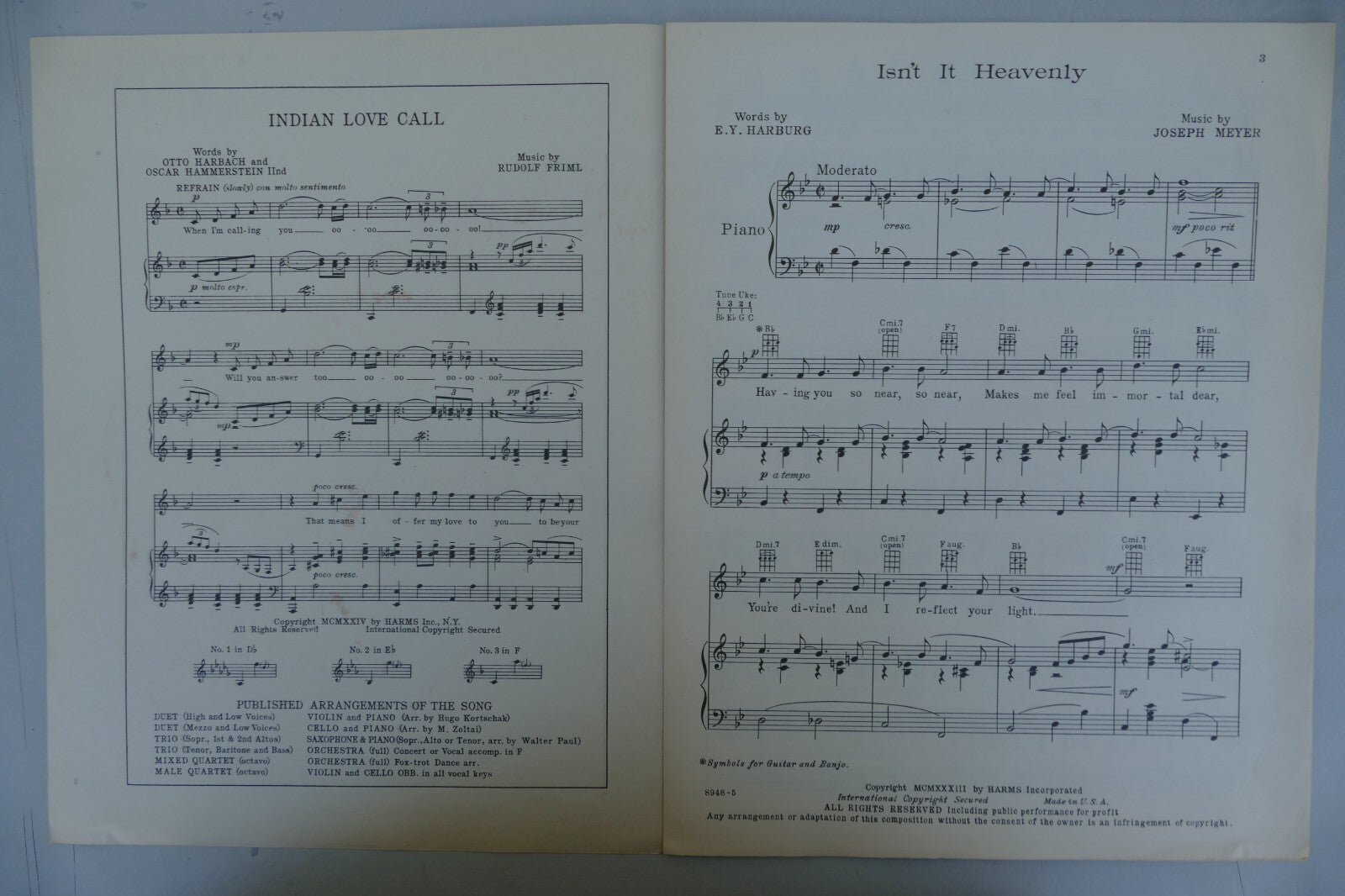 Isn't it Heavenly 1933 by Joseph Meyer and E.Y. Harburg Harms Incorporated