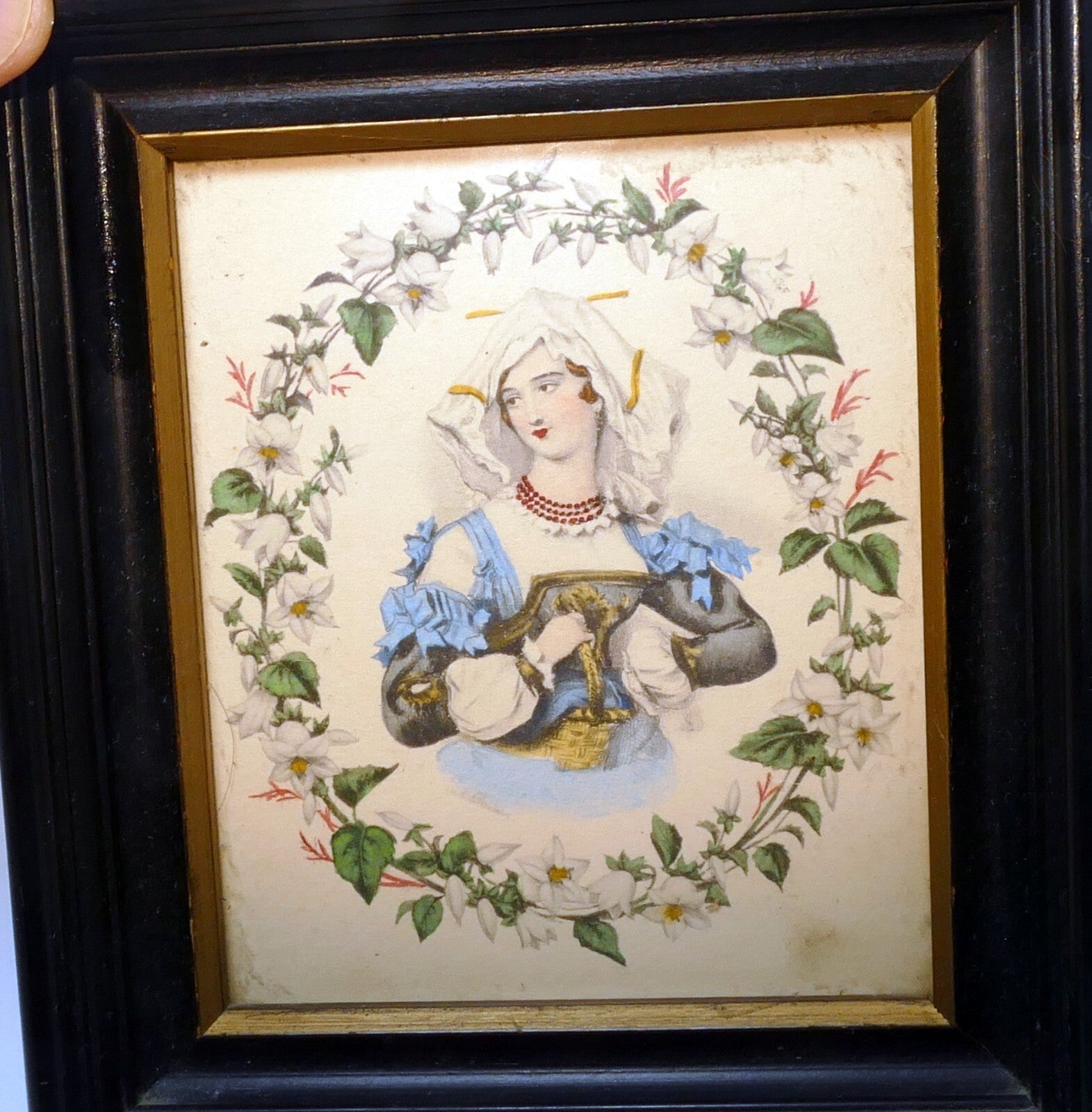 French maiden wall decor victorian lady design floral lemercier print 4x5"
