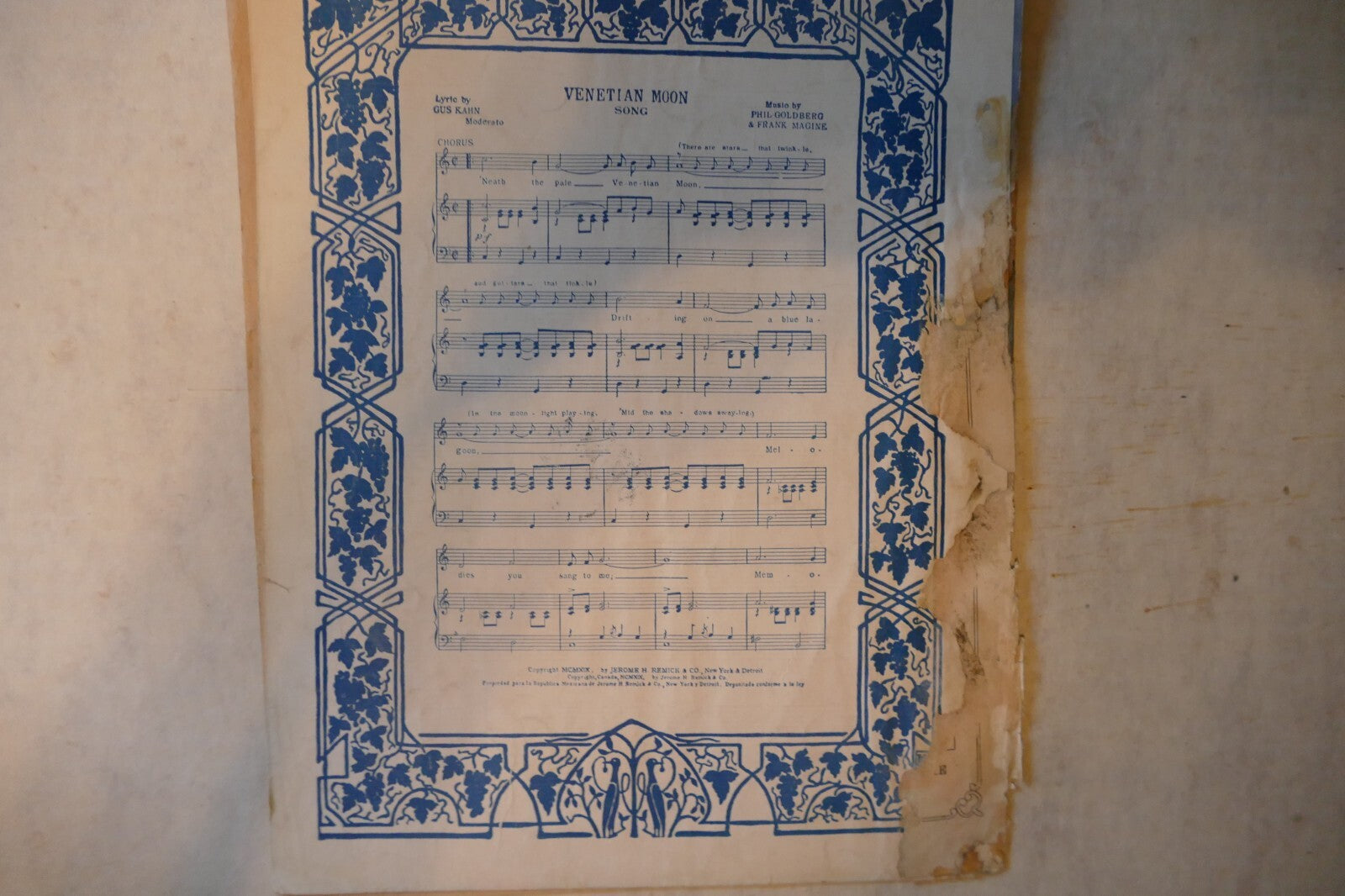 My Isle Of Golden Dreams, 1919, Gus Kahn, Walter Blaufuss, Jerome H Remick & Co.