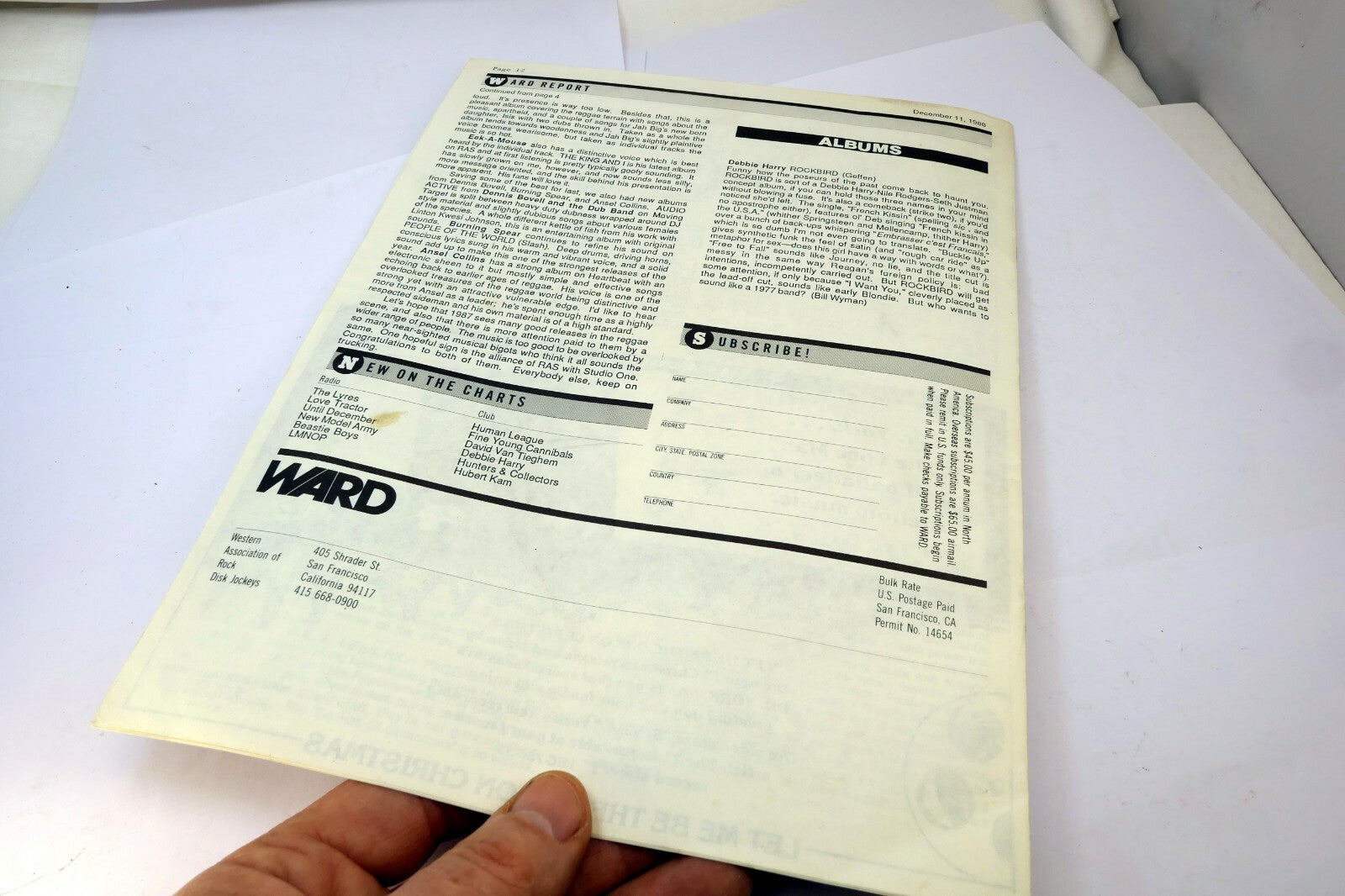 Ward Report December 1986 Best Underrated Albums Progressive Radio Rock Charts