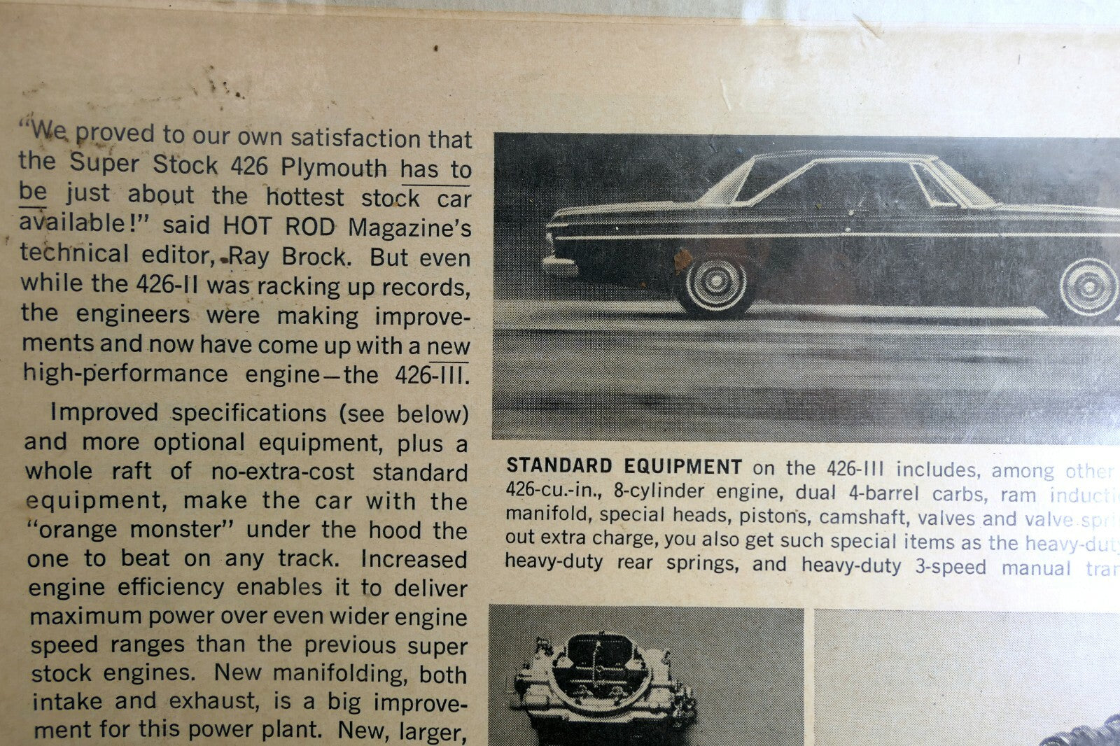 Get up and go 426-III V8 Plymouth Magazine clipping advertisement Ad