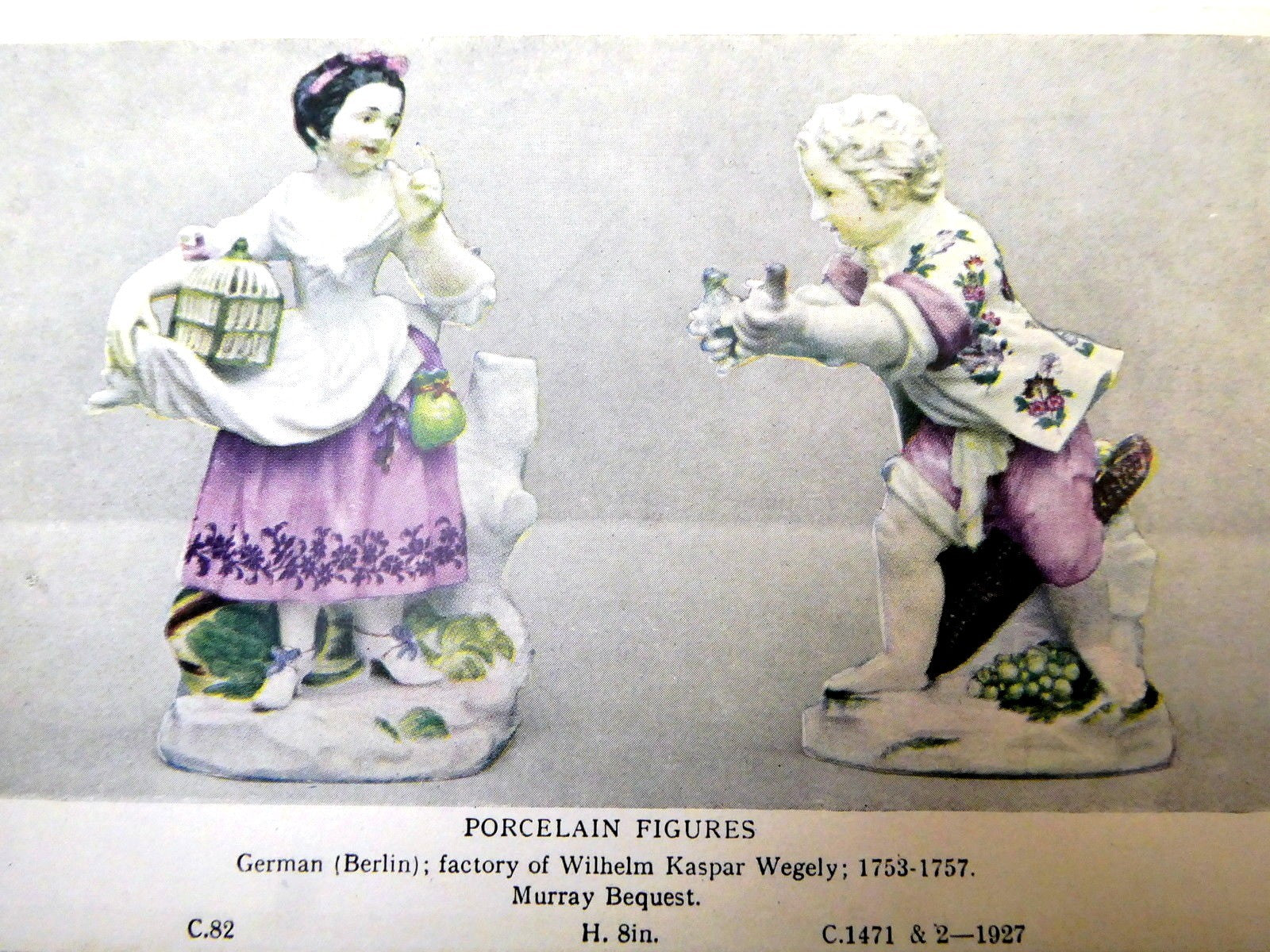 Postcard porcelain figures berlin c.82 c1471 1927 germany unused unposted