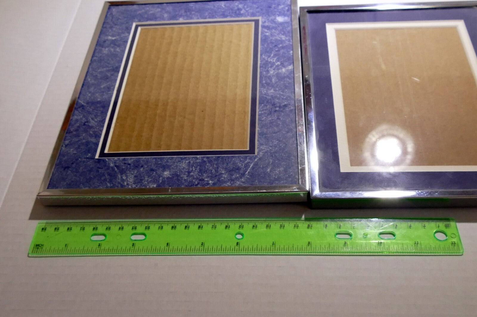 Pack of 2 Two Metal brass Picture Portrait Frame 5X7" Art Photo lot blue  glass