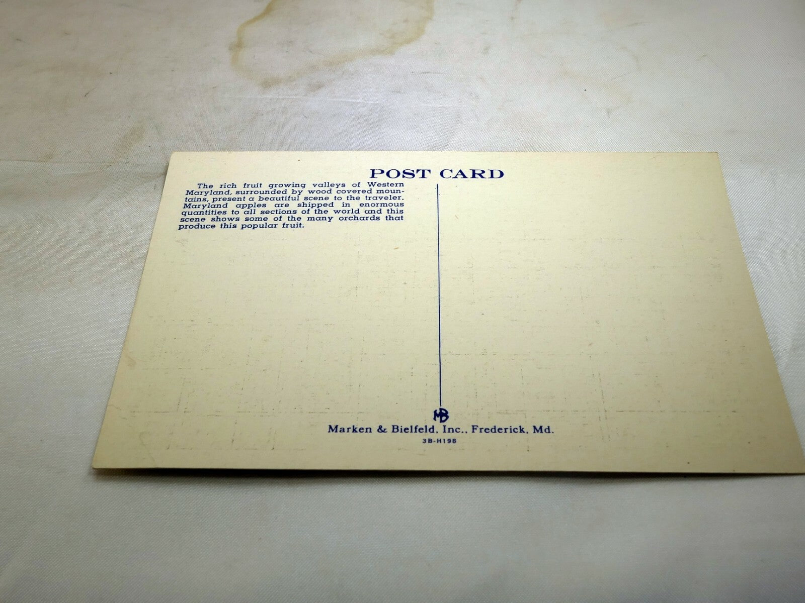 Post Card 1940's Peaceful Valley Route US 40 in Western Maryland unposted