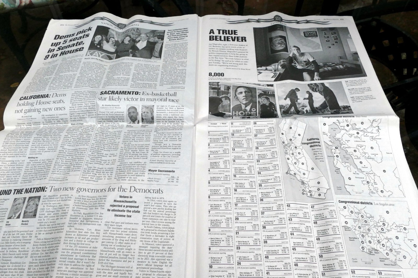 2008 San Francisco Chronicle OBAMA "Change has come to America"