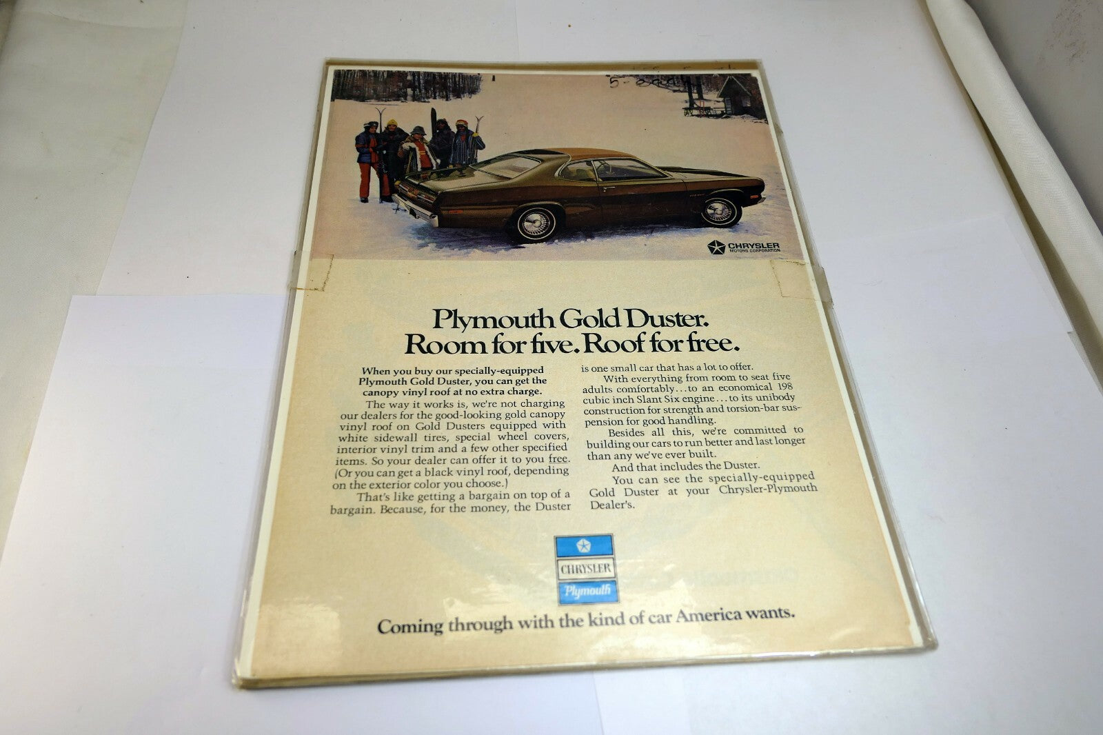 Plymouth Chrysler Gold Duster Magazine clipping advertisement Ad
