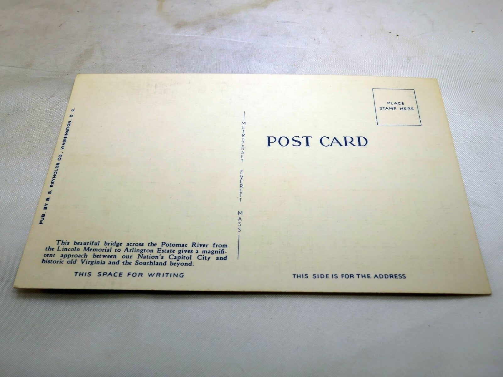 Post Card Arlington Memorial Bridge Lincoln Memorial Washington DC  Linen 1940's