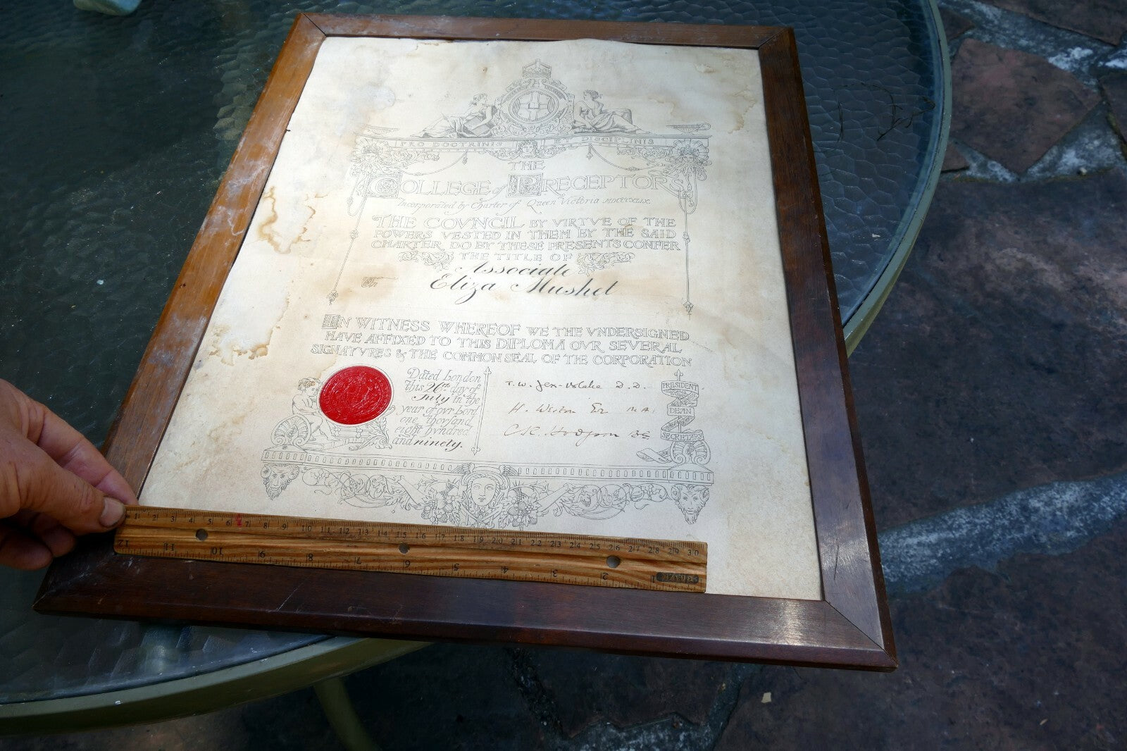College of Preceptors Diploma year of Lord 1890 Queen Victoria London antique