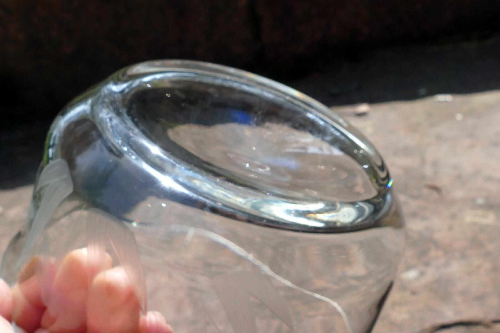 Glass Bowl Crystal Clear  Lilies Etched Frosted 6.5" Flowal Design Depression