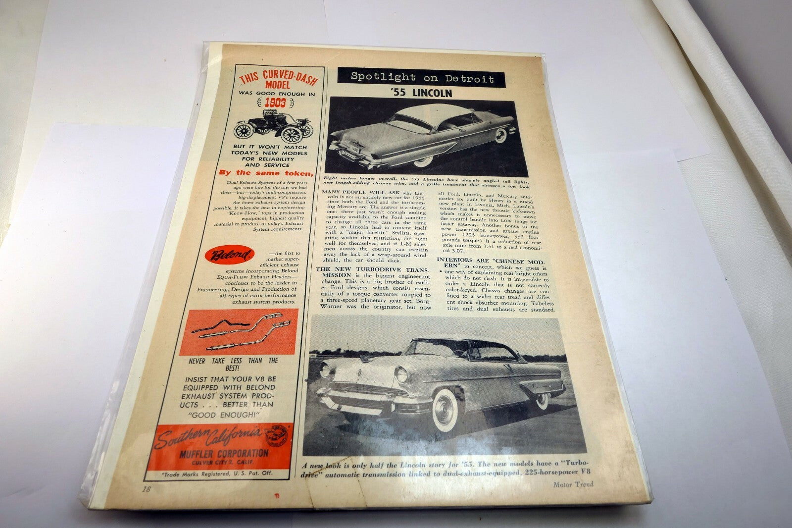 Lincoln 1955 Magazine clippings advertisement "spotlight on Detroit" vintage