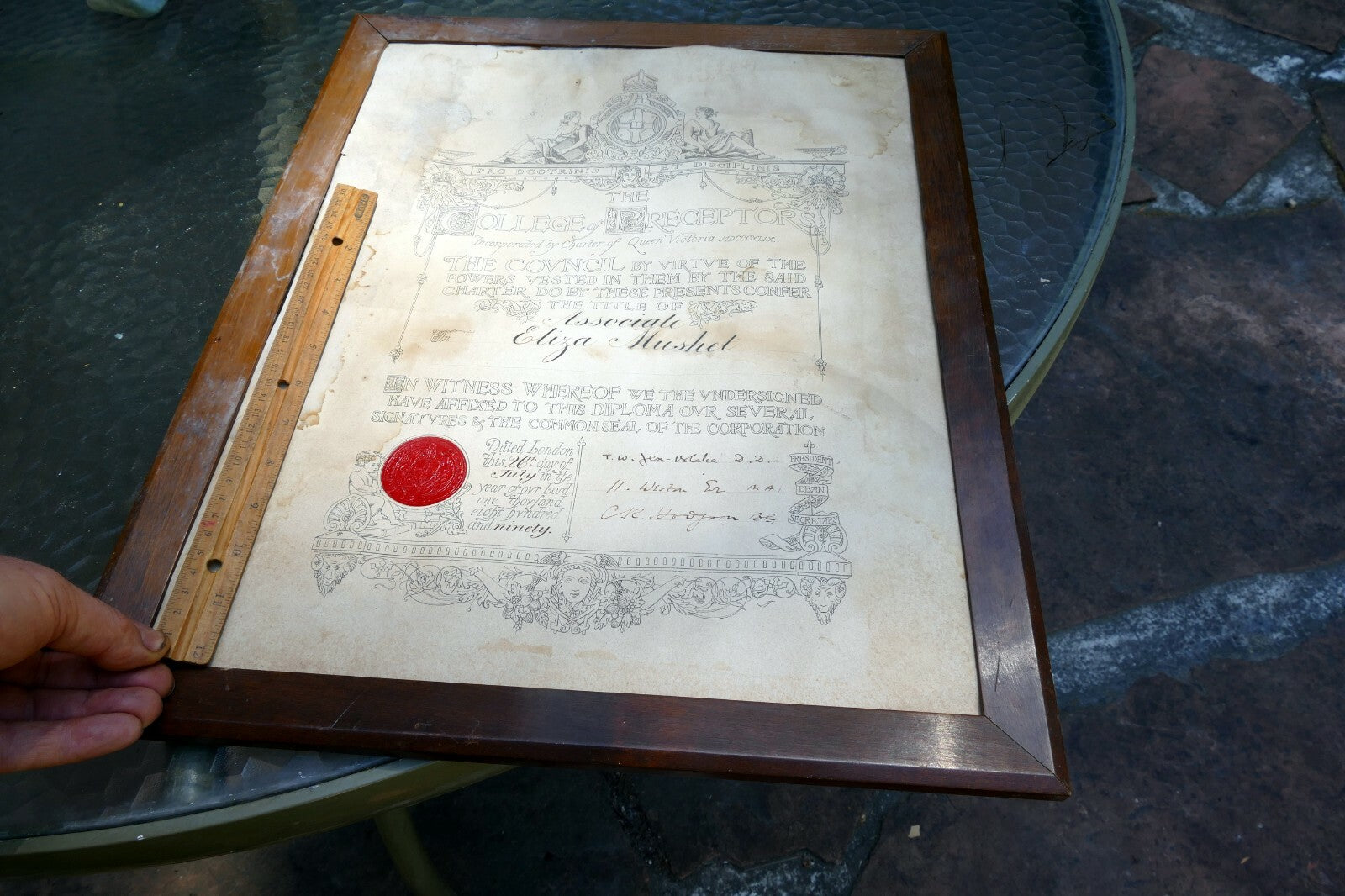 College of Preceptors Diploma year of Lord 1890 Queen Victoria London antique