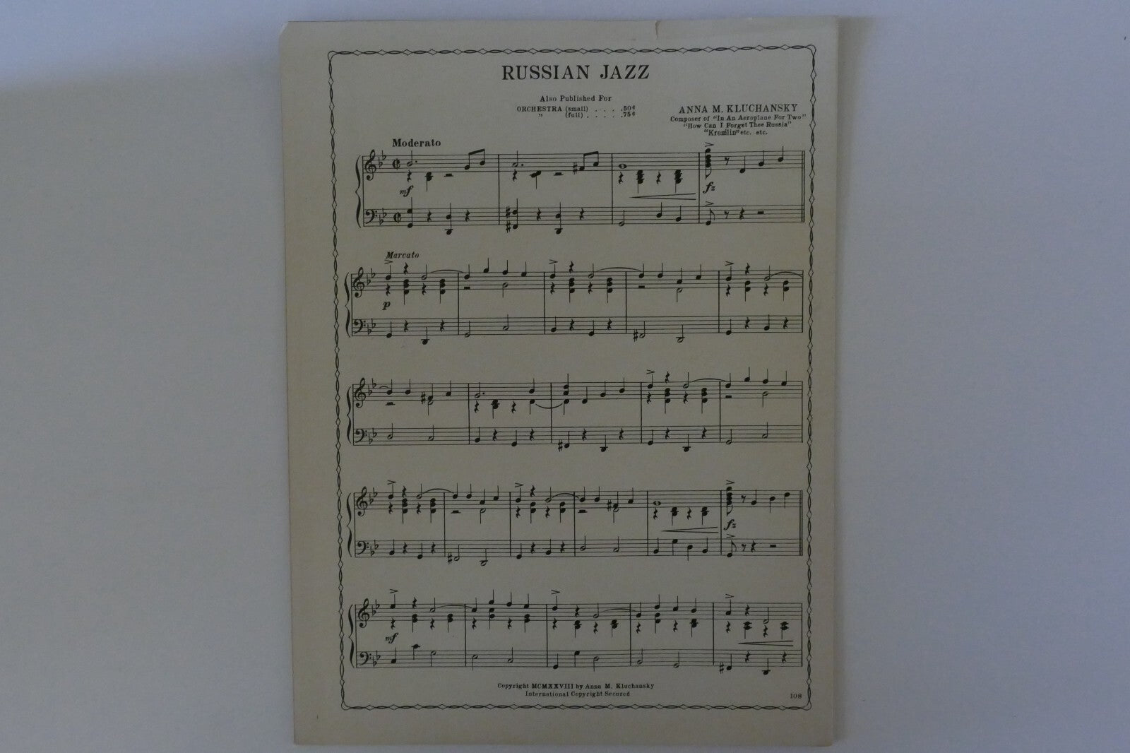 Nothing Matters (A Gypsy Song), 1932, by Anna M. Kluchansky