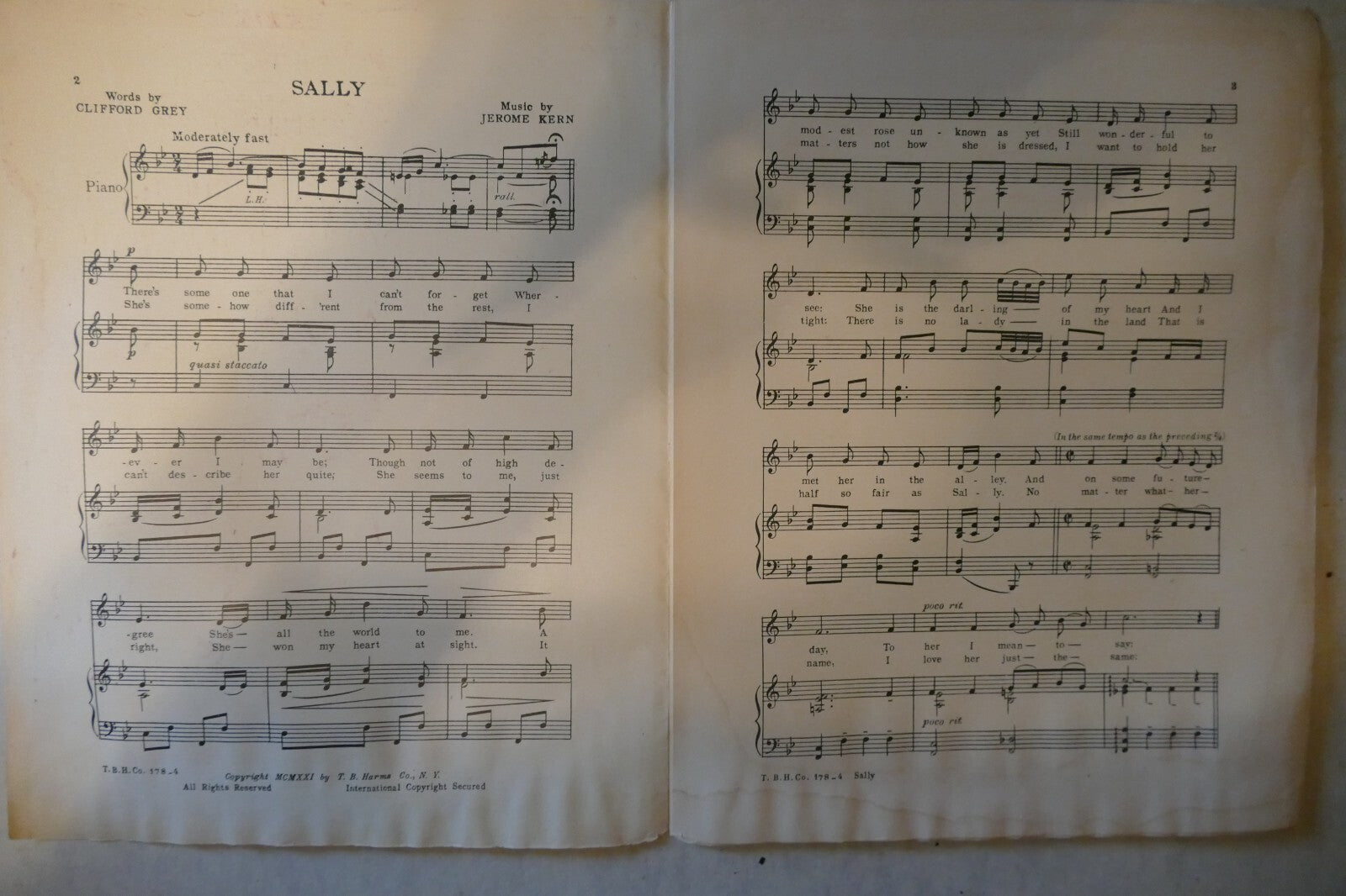 Sally 1920, from "Sally" musical, Jerome Kern, Clifford Grey, T.B. Harms Company