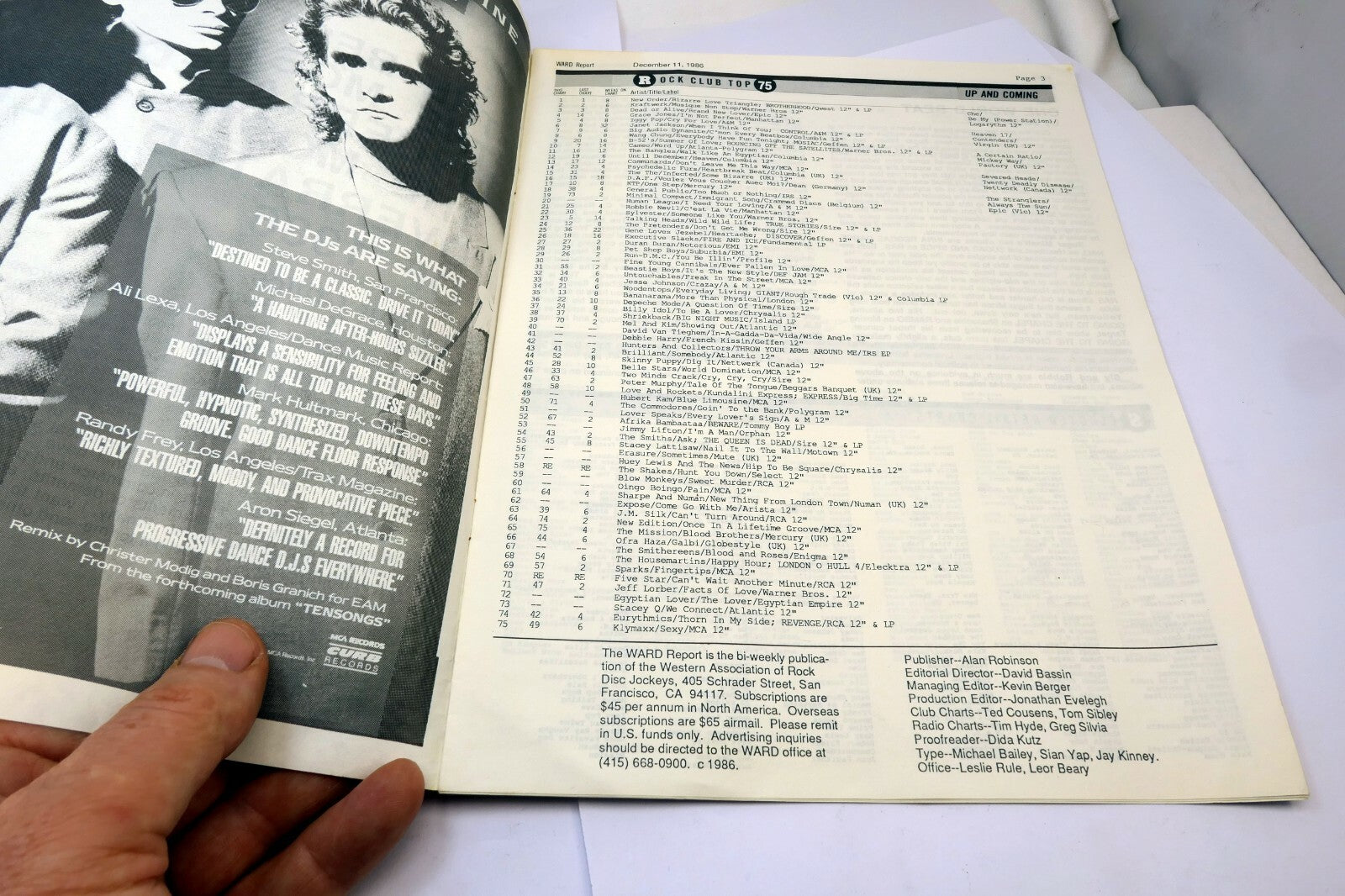 Ward Report December 1986 Best Underrated Albums Progressive Radio Rock Charts