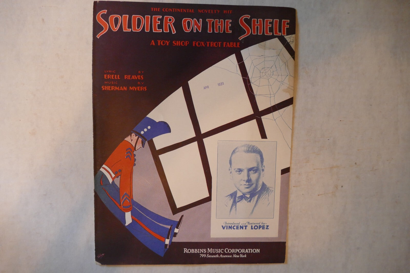 Soldier on the shelf, sheet music 1930, by erell reaves and sherman myers