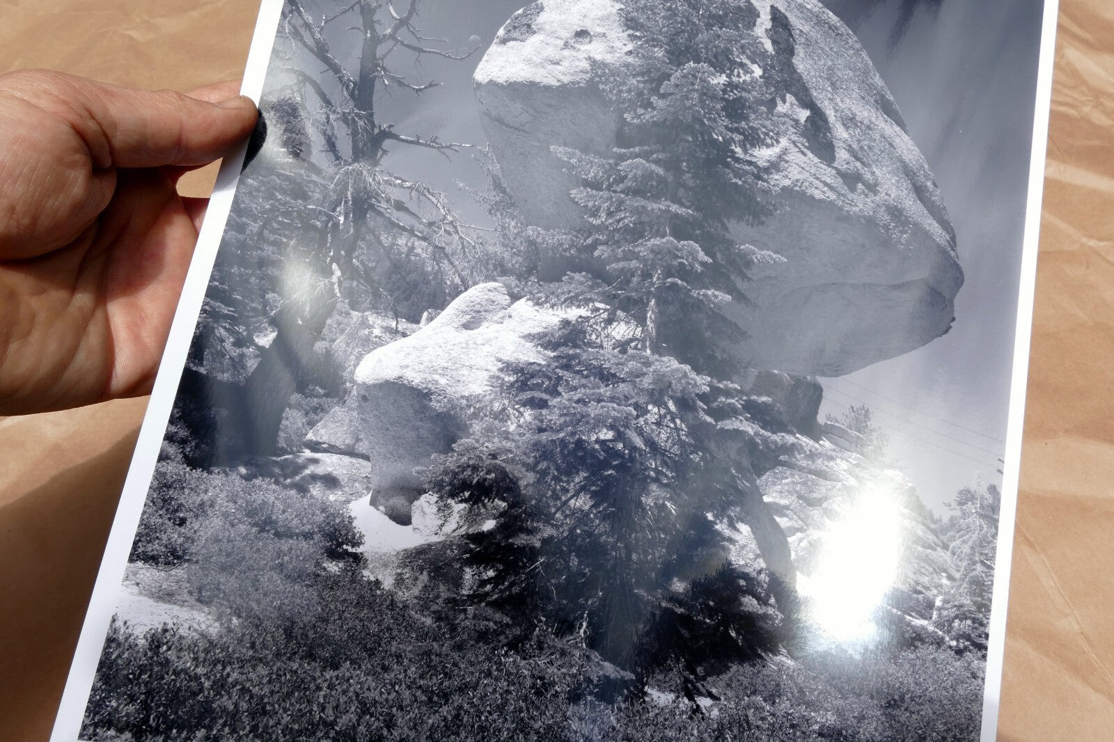 Yosemite California 11X14" Black & white Picture Photo Boulder Rock sky Unsigned