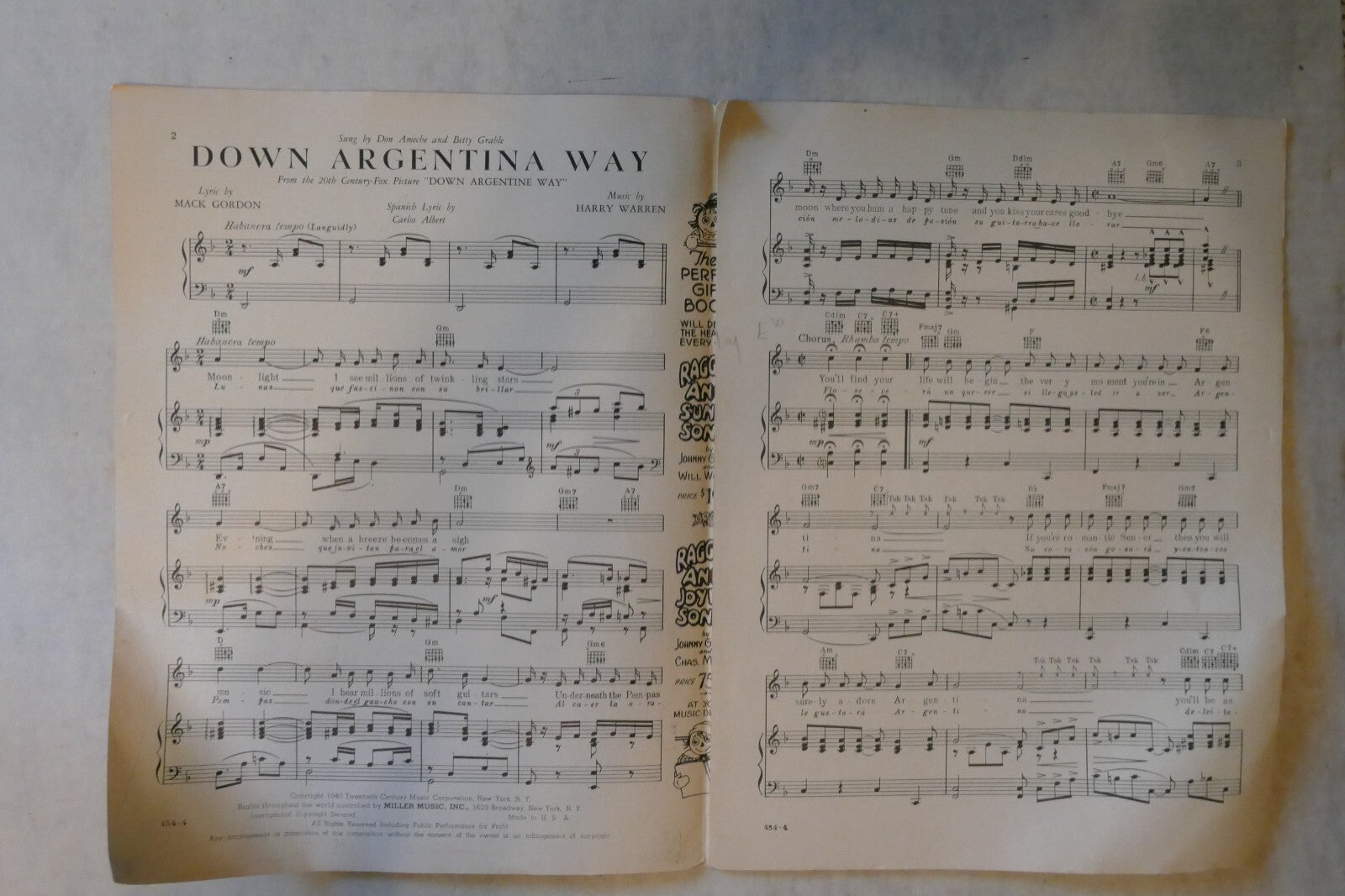 Down Argentina Way, 1934, "Down Argentina Way", by Harry Warren and Mack Gordon