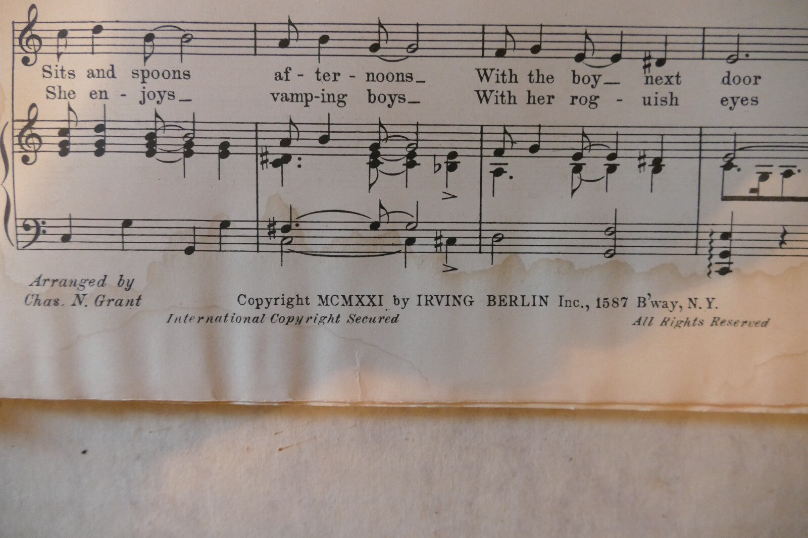 I Like It, 1921, by Irving Berlin, Irving Berlin, Inc.