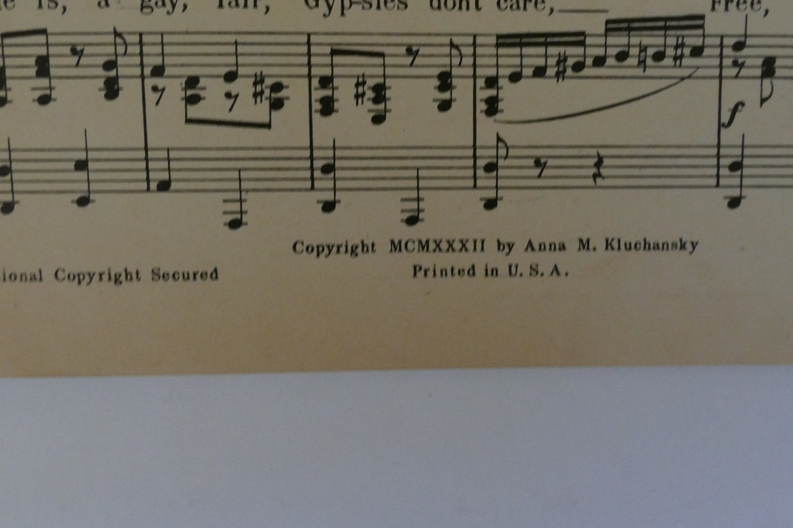 Nothing Matters (A Gypsy Song), 1932, by Anna M. Kluchansky