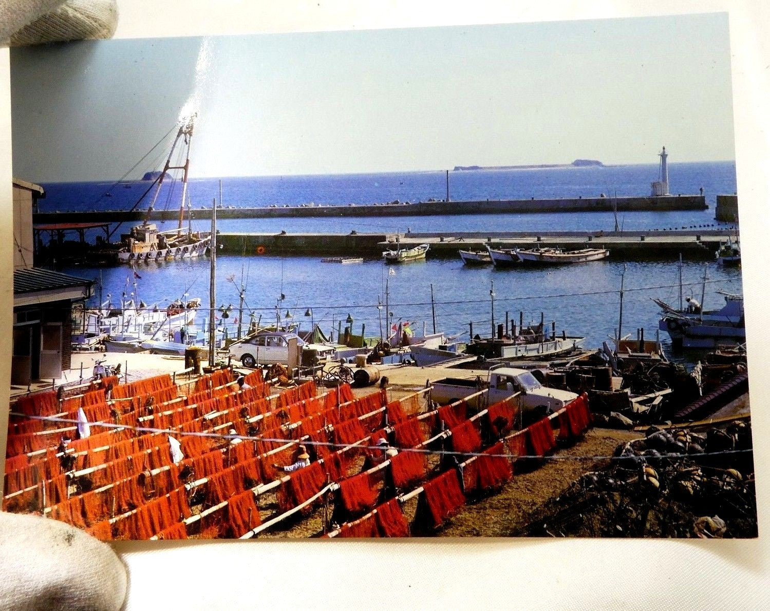 Japan oshima island from wagu port postcard 6x4" vintage 1950's