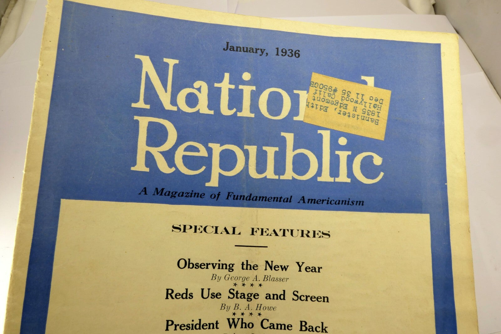 National Republic January 1936 Magazine of Fundamental Americanism USA
