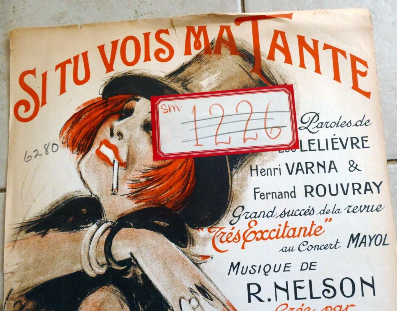 Si tu vois ma tante by r. nelson sheet music 1924 piano new york charles brull paris