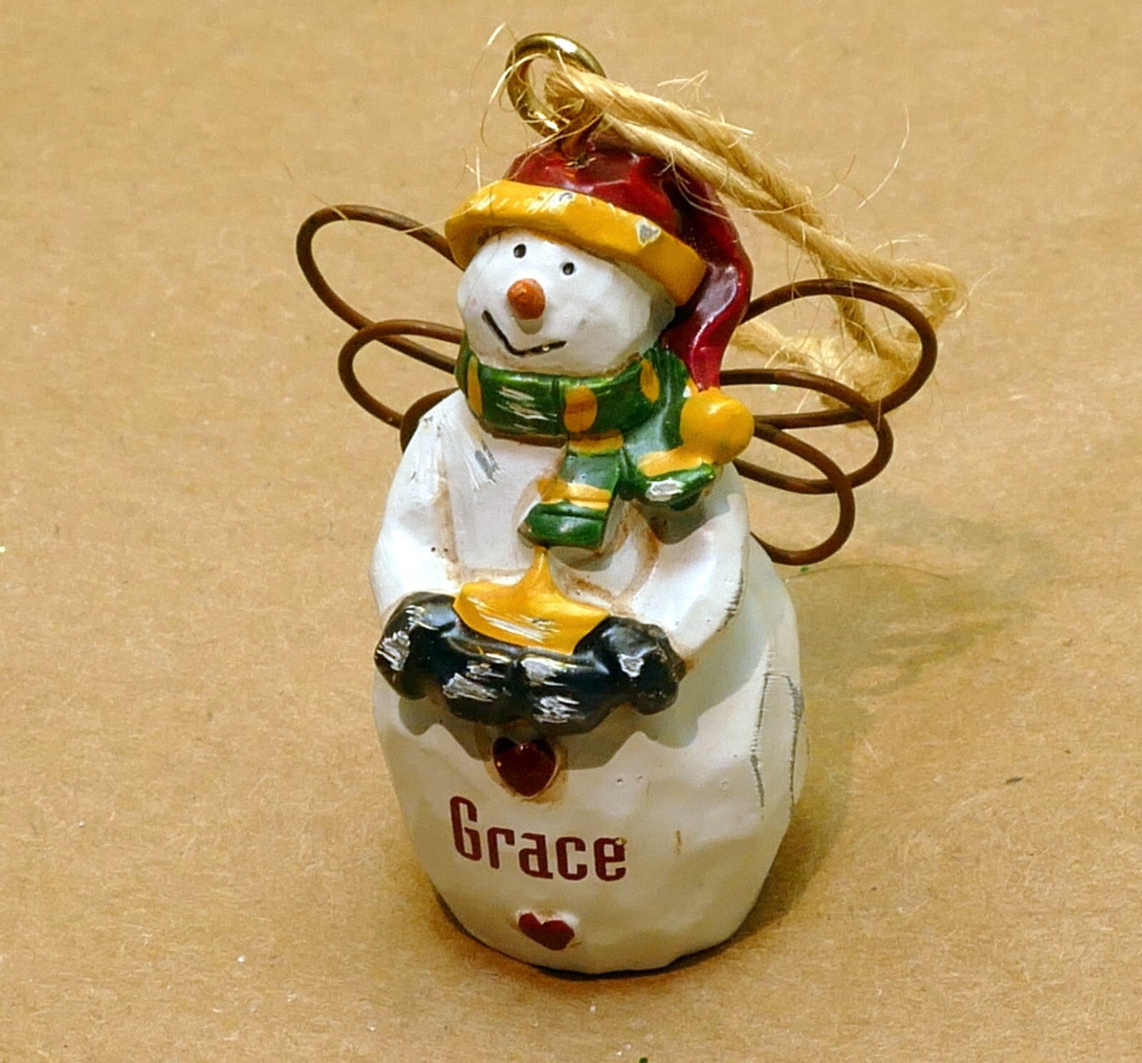 Christmas ornament 2" grace snowman with wings figurine