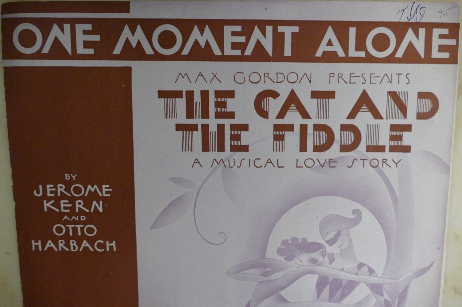 One moment alone sheet music 1931 by jerome kern from the cat and the fiddle