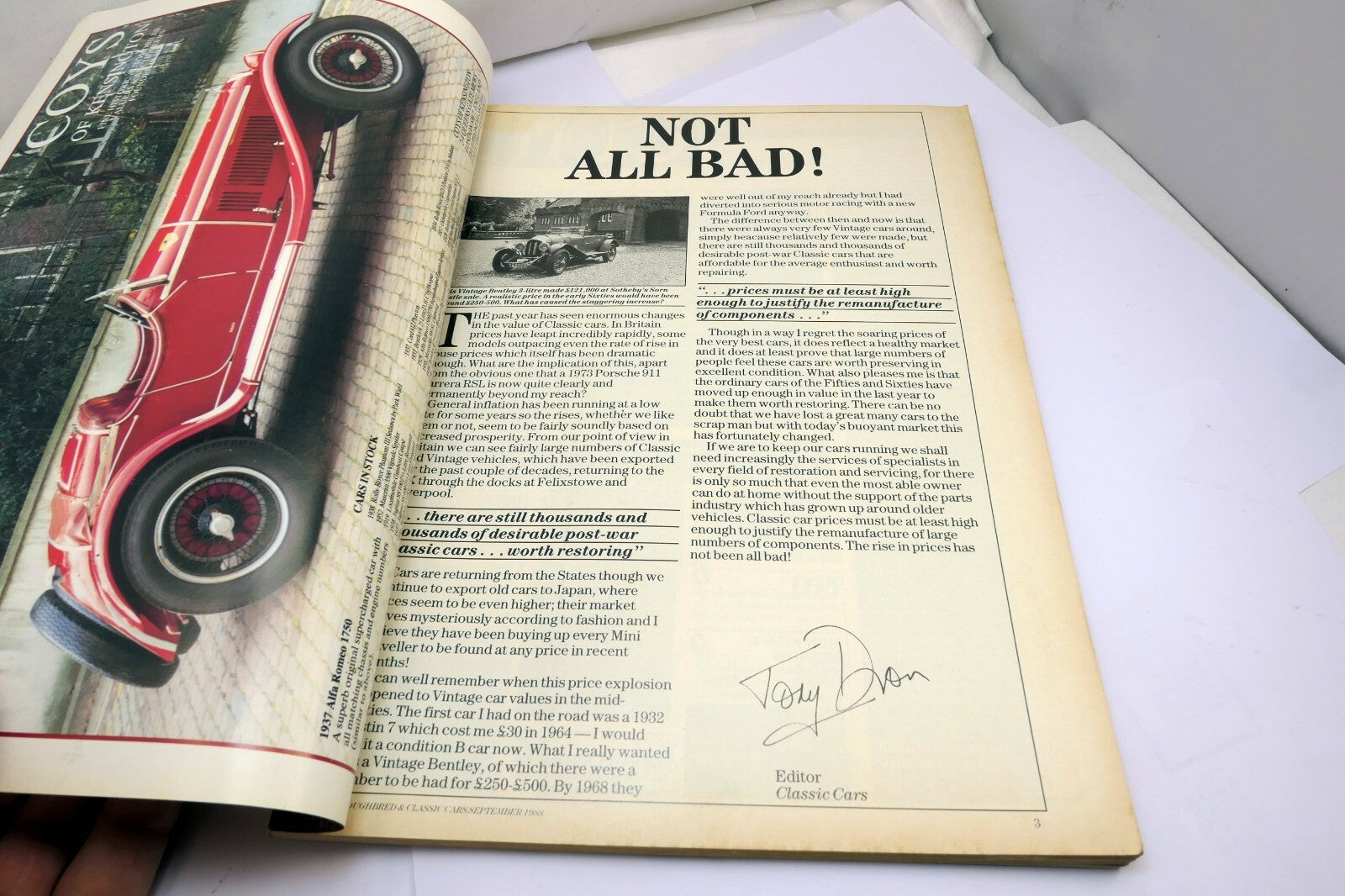 Thoroughbred Classic Cars Magazine September 1988 Team Healey Lives! Bentley