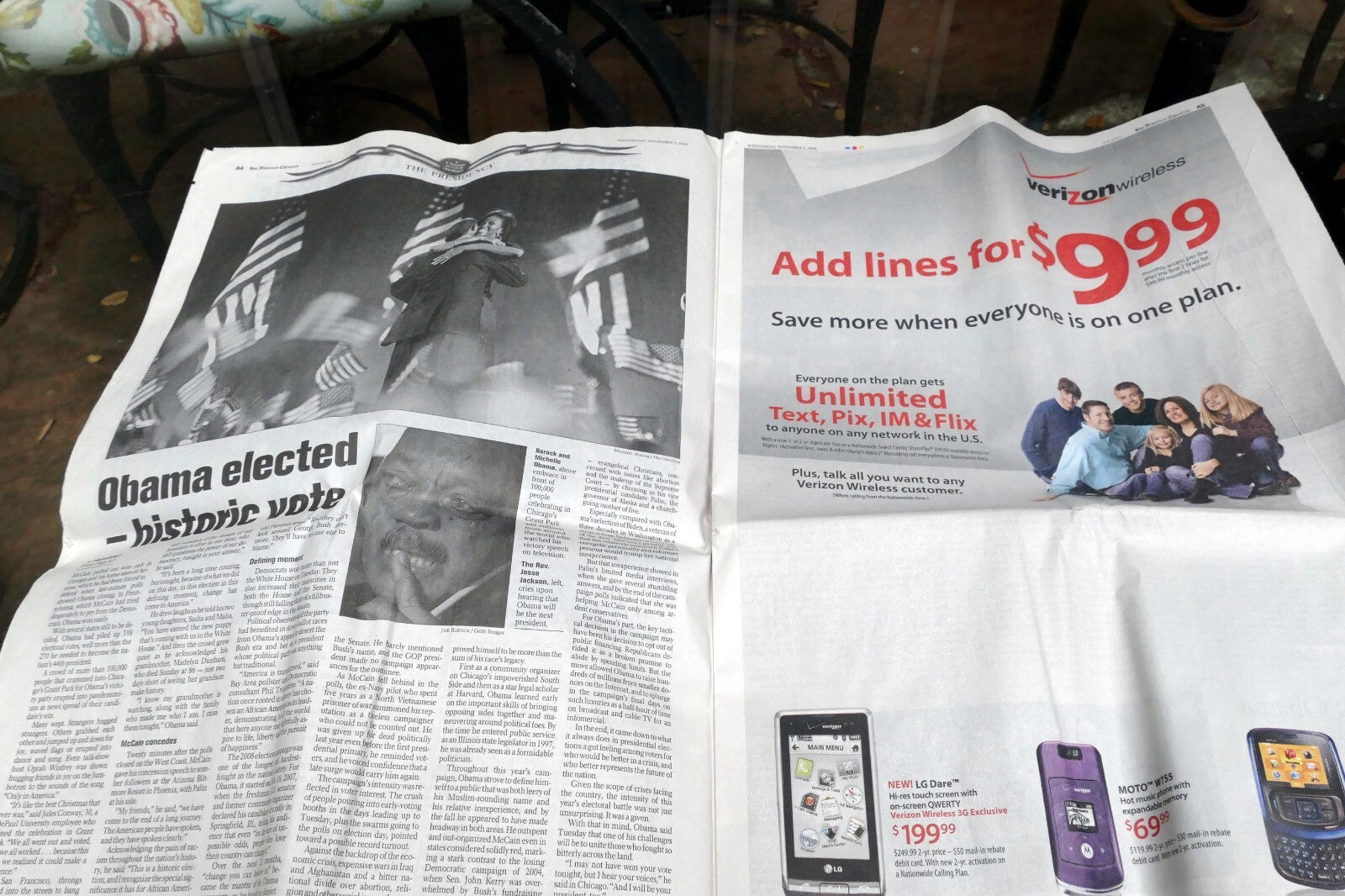 2008 San Francisco Chronicle OBAMA "Change has come to America"