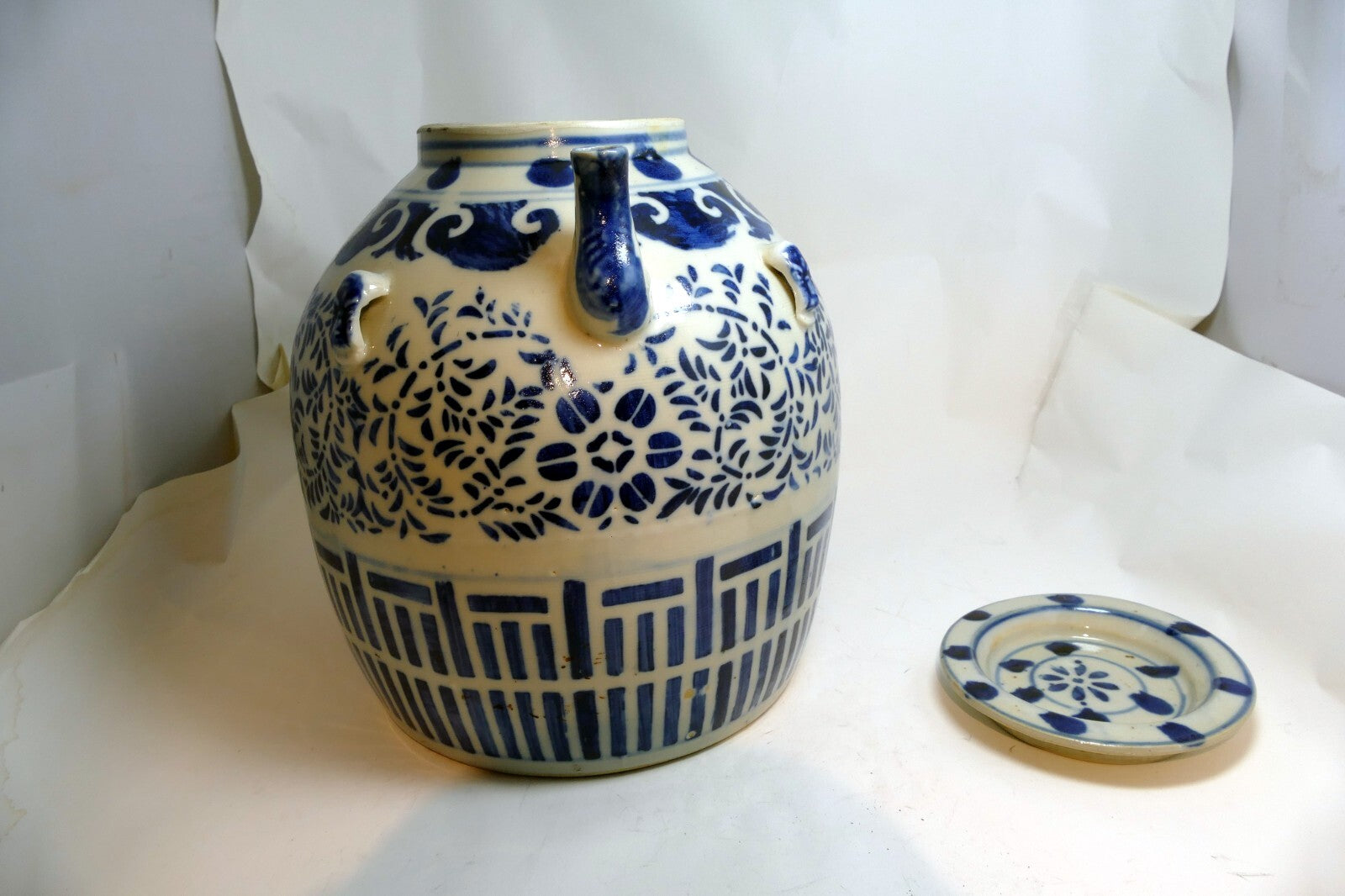 Chinese Qianlong Nian Zhi Blue & White Porcelain Large Wedding Teapot