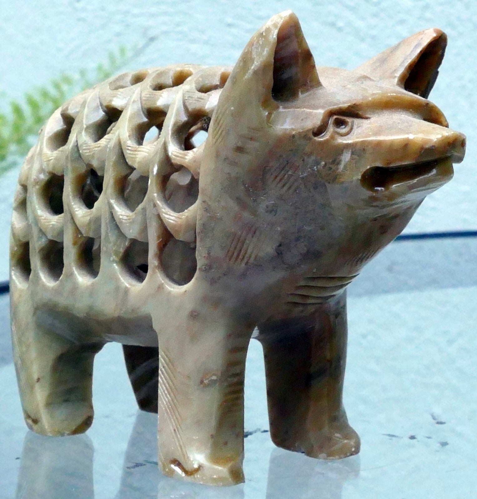 *mother pig w/baby inside soapstone handcarved jali indian figurine handmade