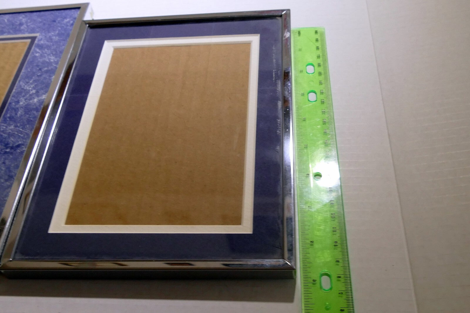 Pack of 2 Two Metal brass Picture Portrait Frame 5X7" Art Photo lot blue  glass