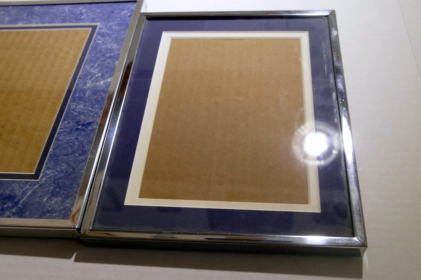 Pack of 2 Two Metal brass Picture Portrait Frame 5X7" Art Photo lot blue  glass