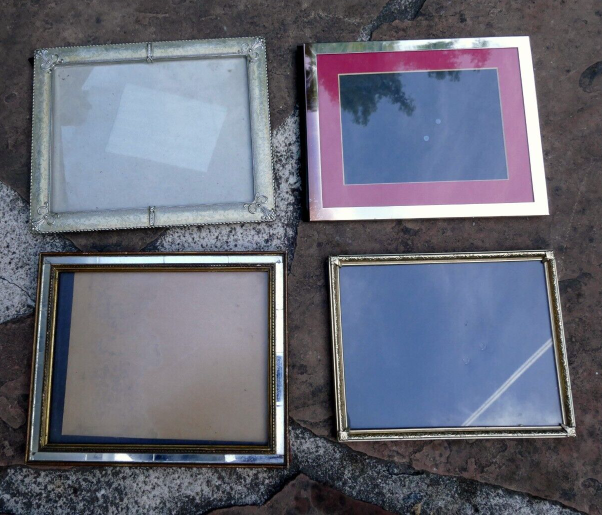 Pack of 4 four metal brass picture portrait frame 8x10" art photo mixed lot