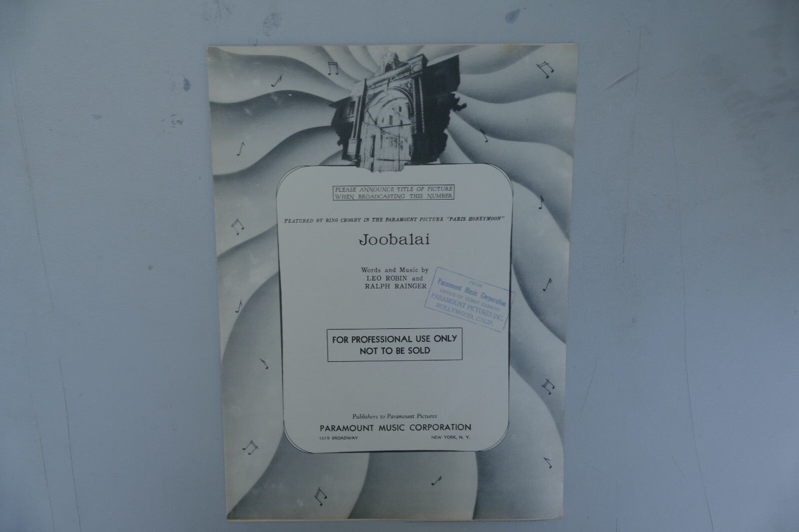 Joobalai 1938 from Paris Honeymoon musical by Leo Robin and Ralph Rainger