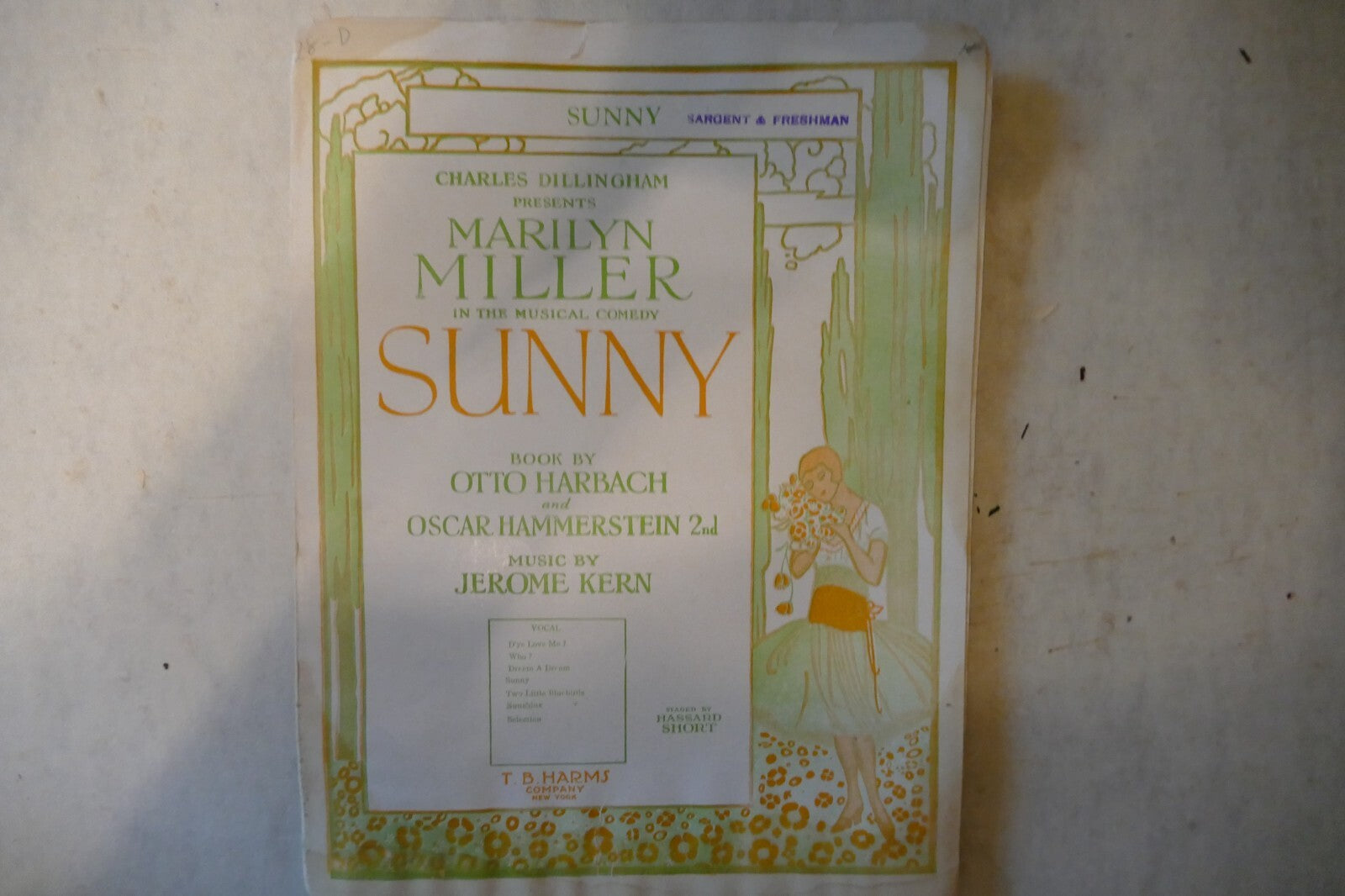 Sunny sheet music 1925, from "sunny", by jerome kern, otto harbach and oscar hammerstein 2nd
