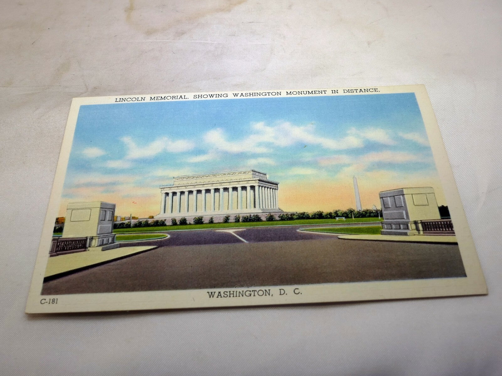 Post Card Lincoln Memorial Monument Washington DC 186 Linen 1940's US Capitol