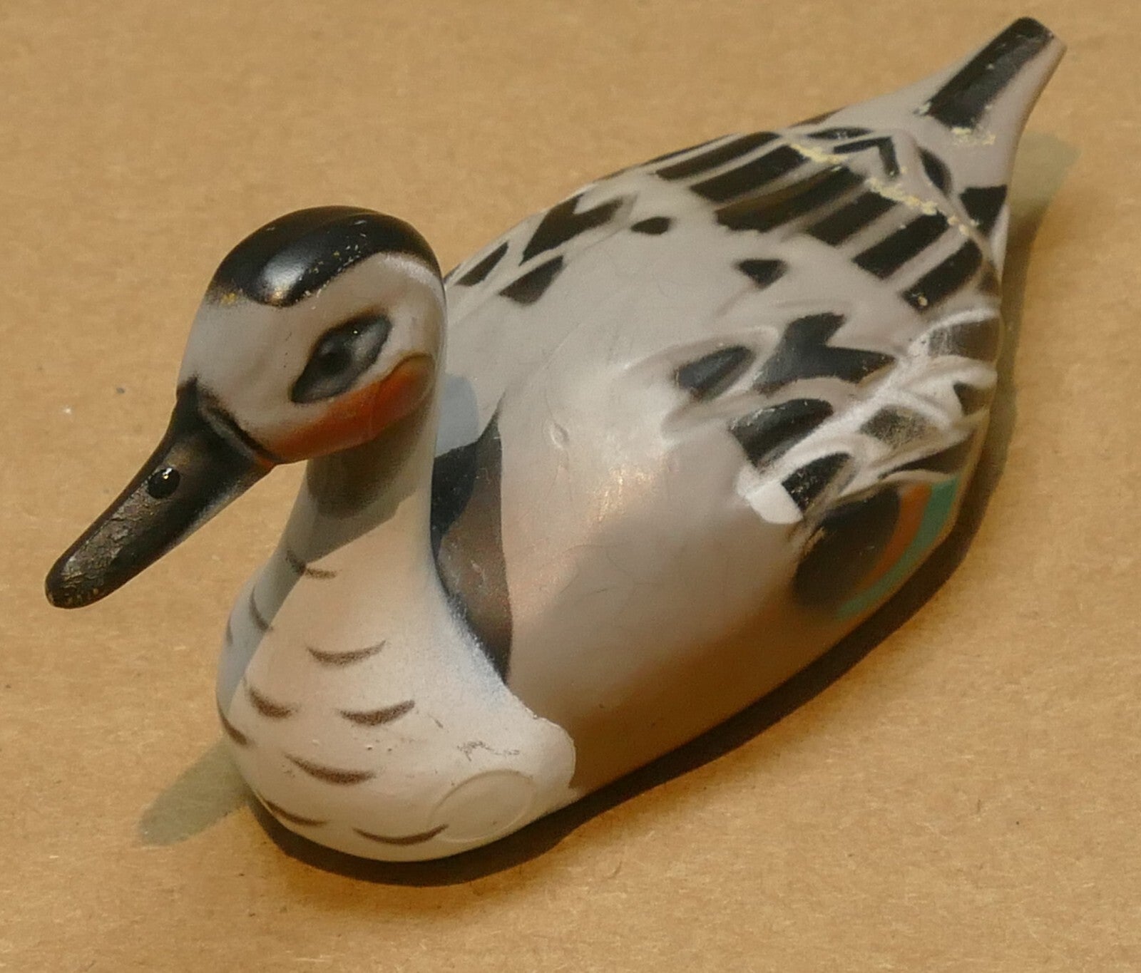 Plastic toy mallard duck toy figure, brown gray 7cm long miniature figurine
