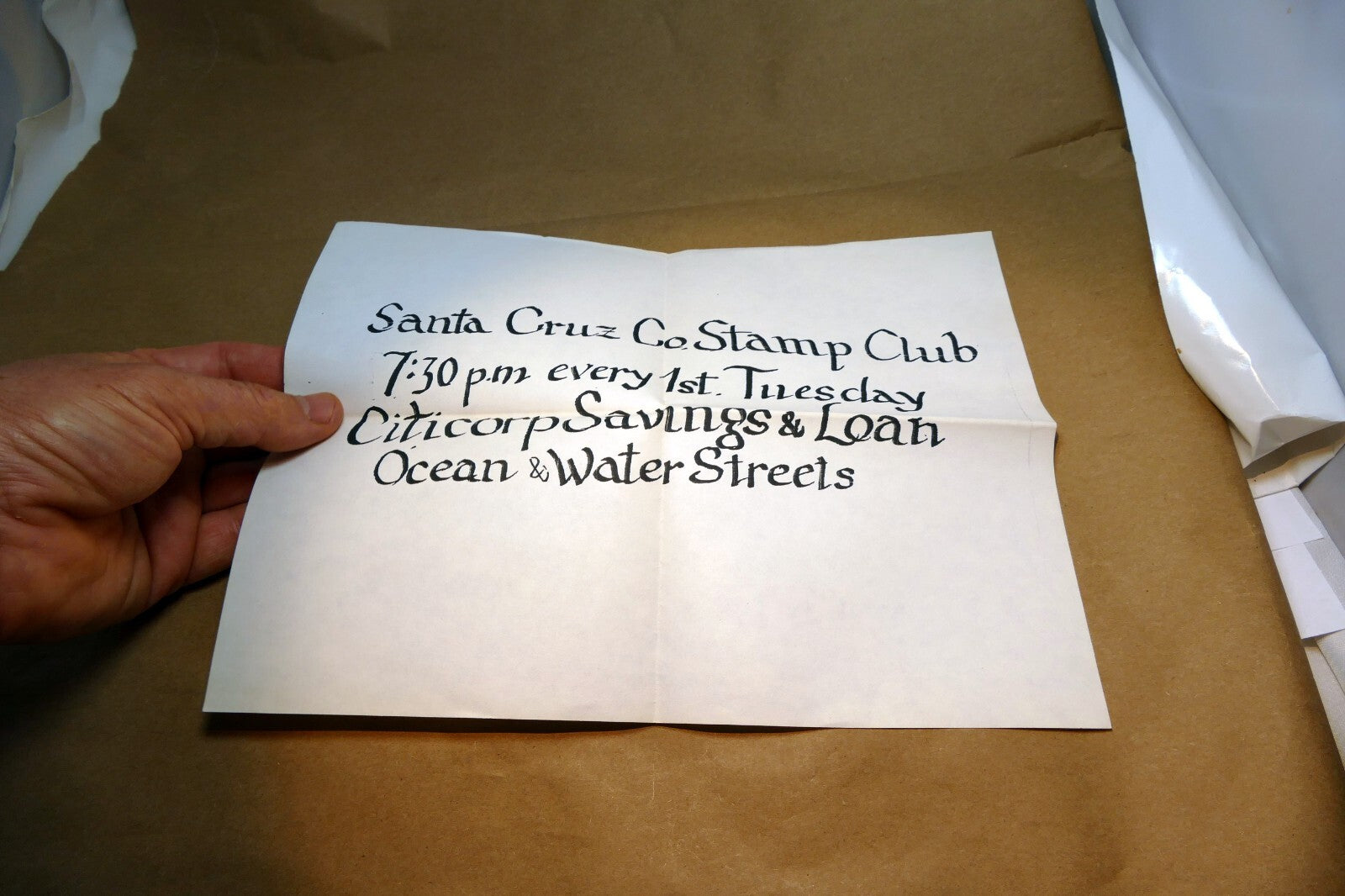 Santa Cruz Stamp Club Sign advertisement Add