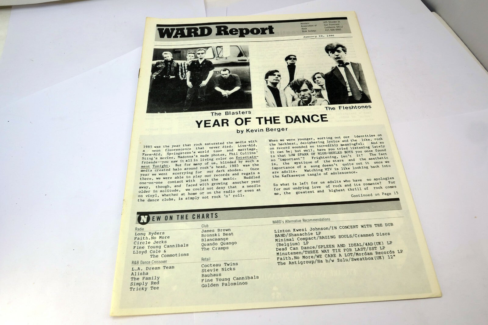 Ward Report January 1986 Best Radio New on  Rock Charts Year of the Dance