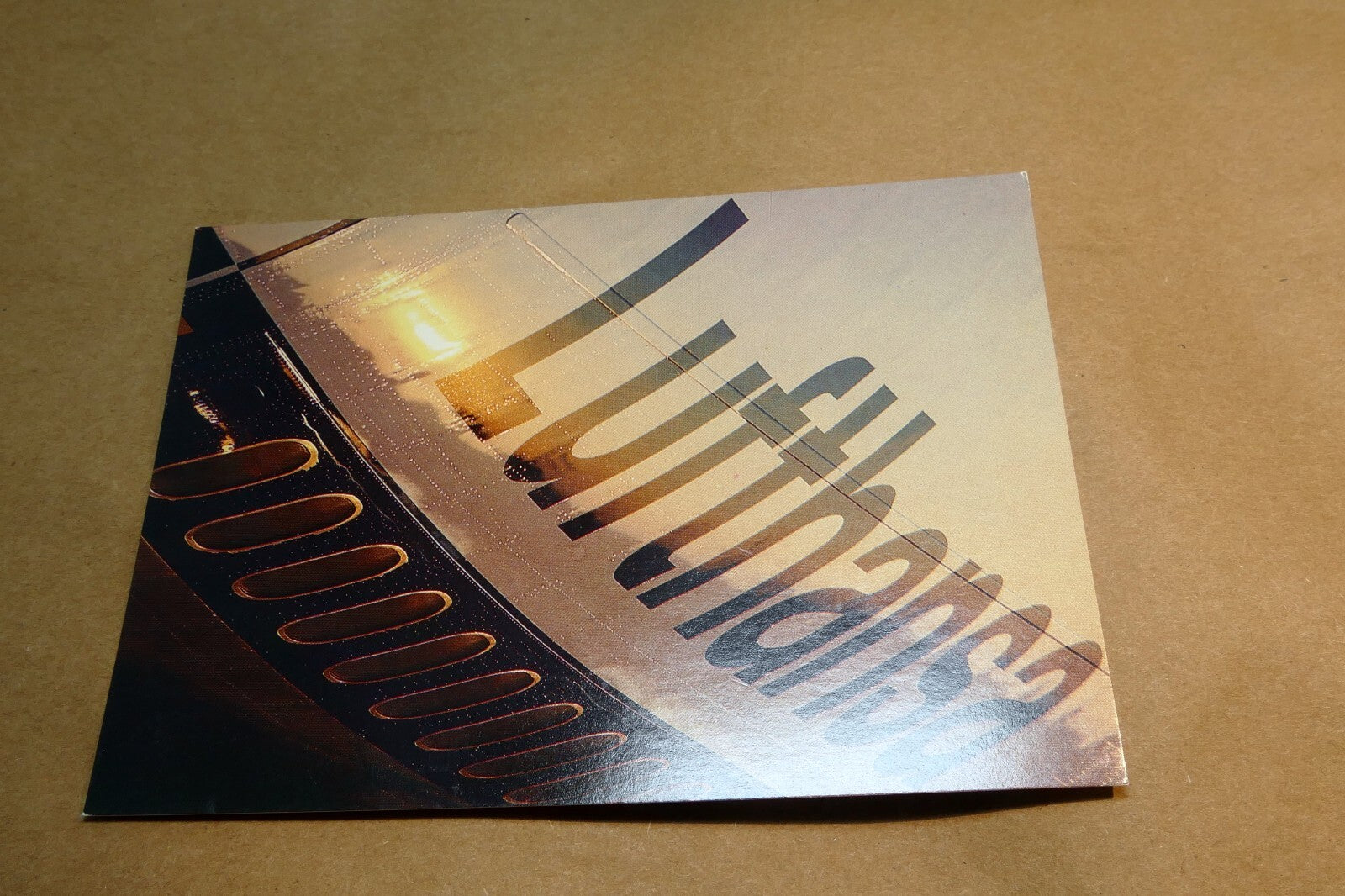 Lufthansa 747-200 Logo Airlines Airplane Parked Sunset Postcard Unposted