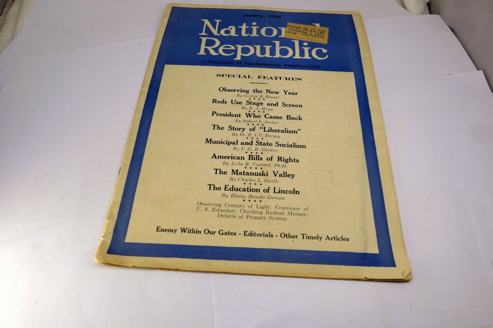 National Republic January 1936 Magazine of Fundamental Americanism USA