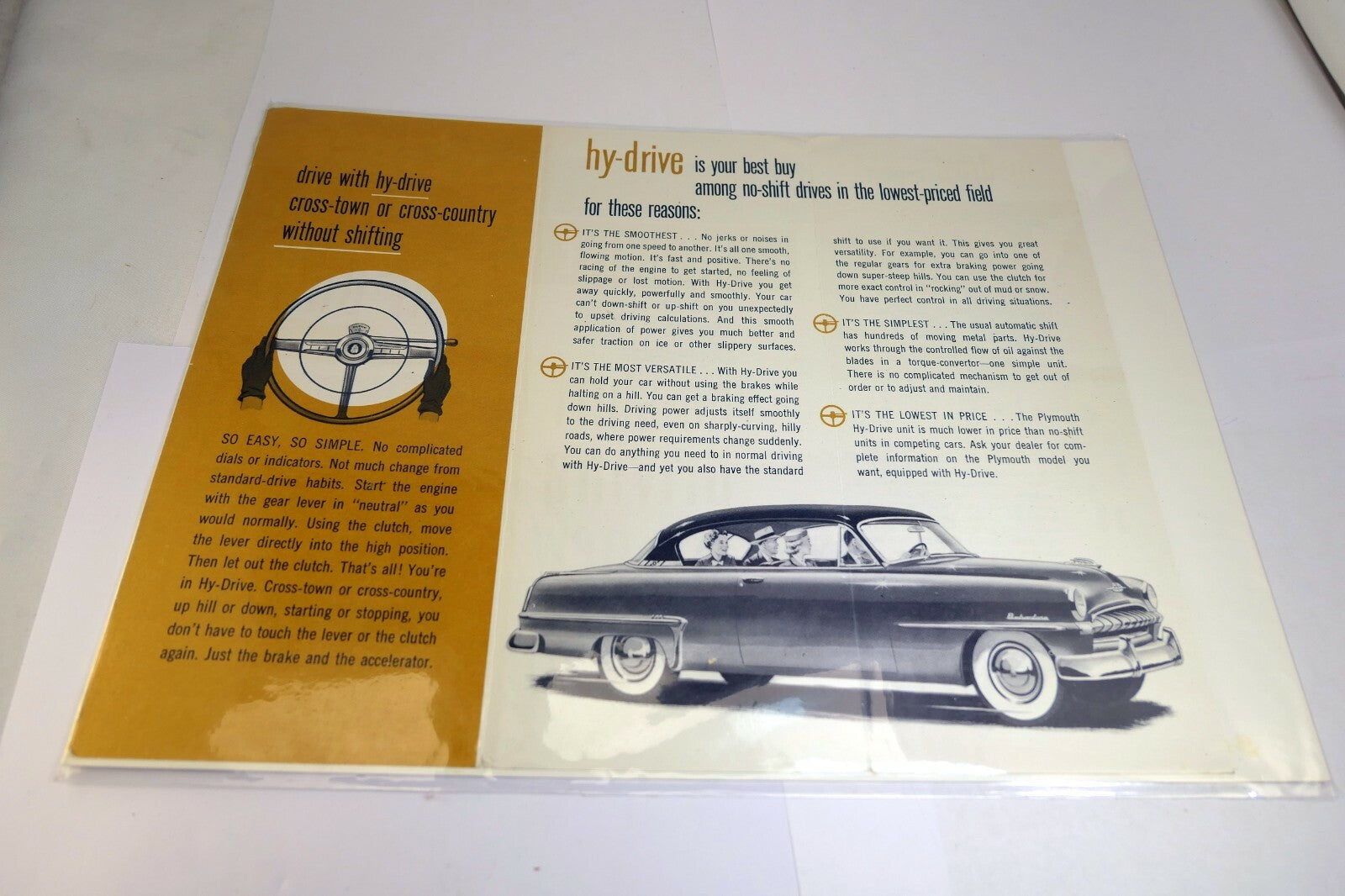 Plymouth Hy-drive hybrid transmission Magazine clippings advertisement Ad