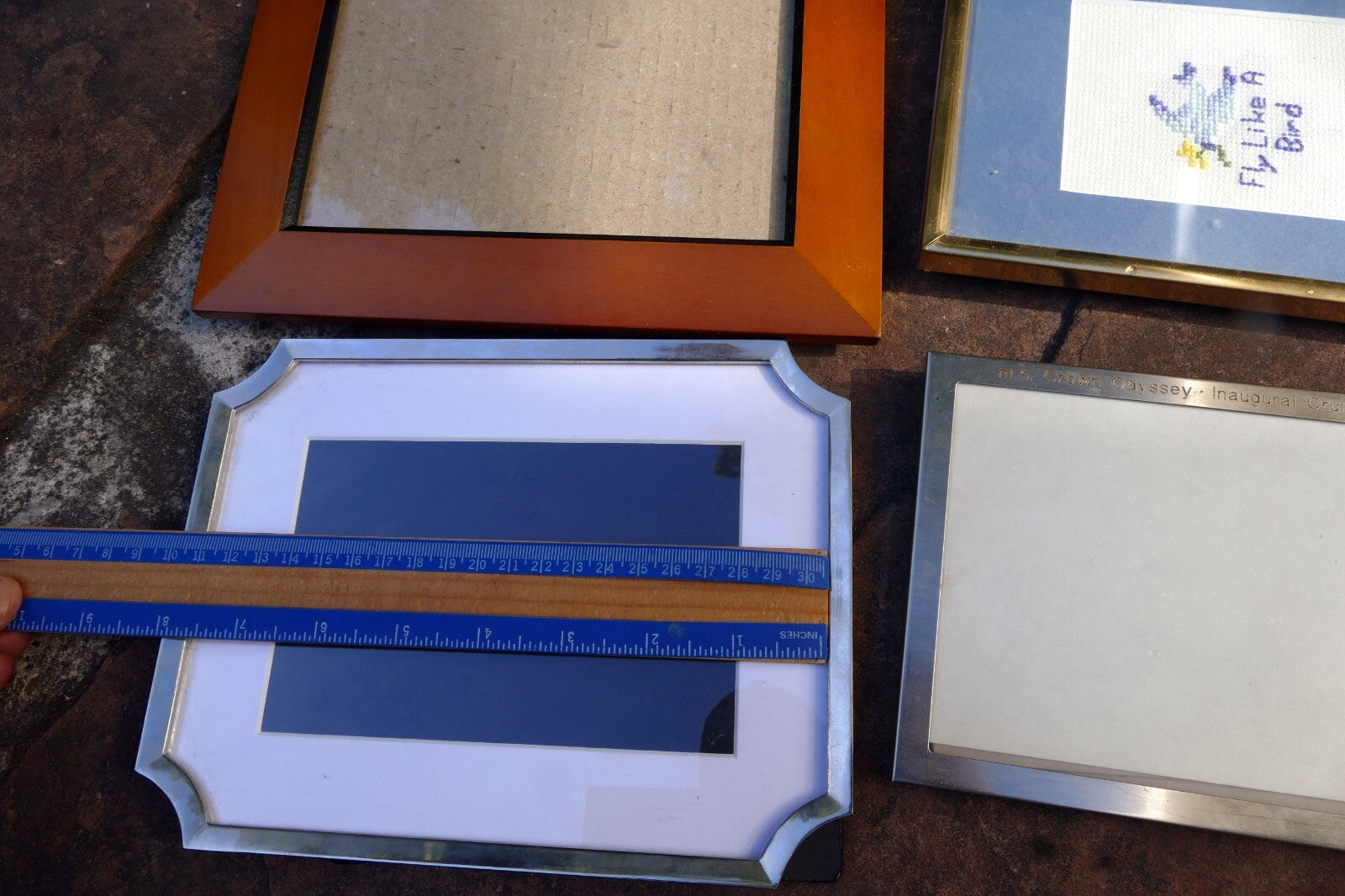Pack of 4 wood metal picture portrait frame 6x4" 5x&" art photo lot with glass