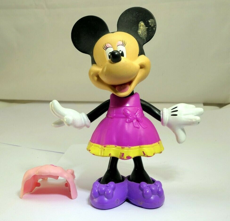 Disney timeless minnie mouse 6" toy bowtique figurine vinyl with pink dress