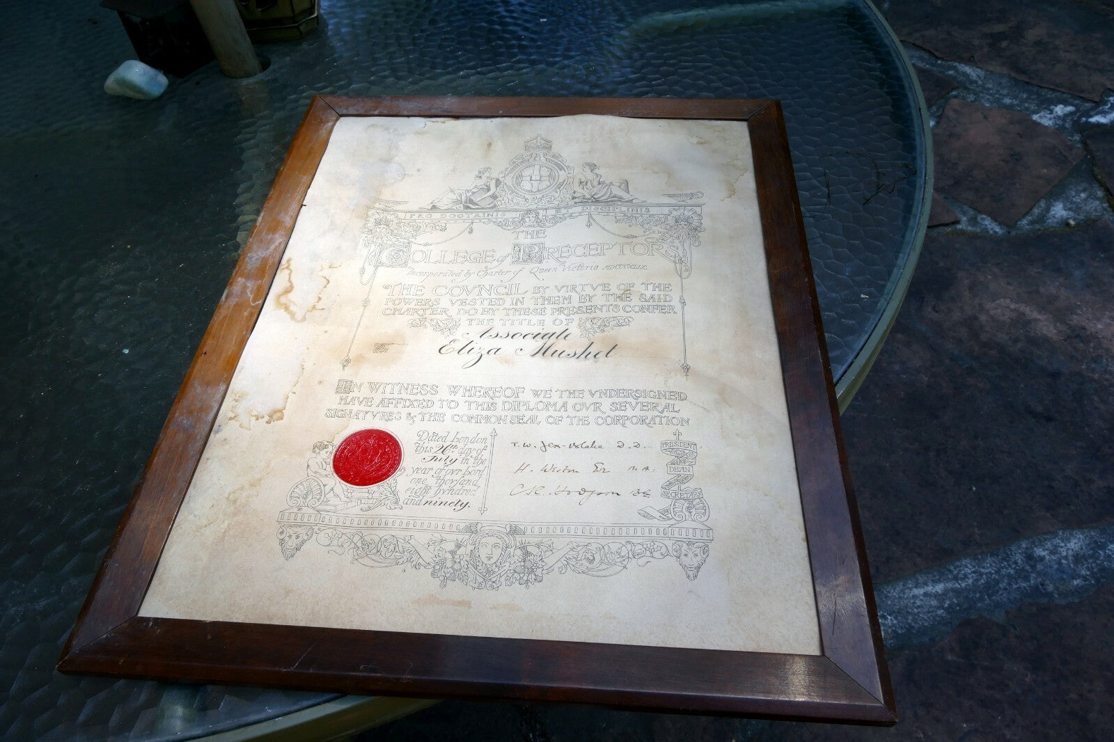 College of Preceptors Diploma year of Lord 1890 Queen Victoria London antique